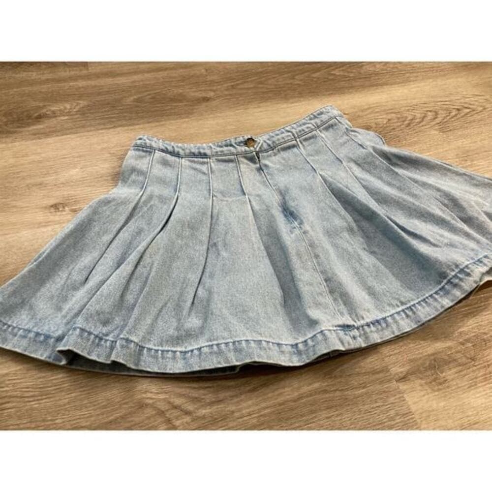 Forever 21 Kids Girls Pleated Denim Skirt Blue Size 13 Casual Spring Summer - Thumbnail 9