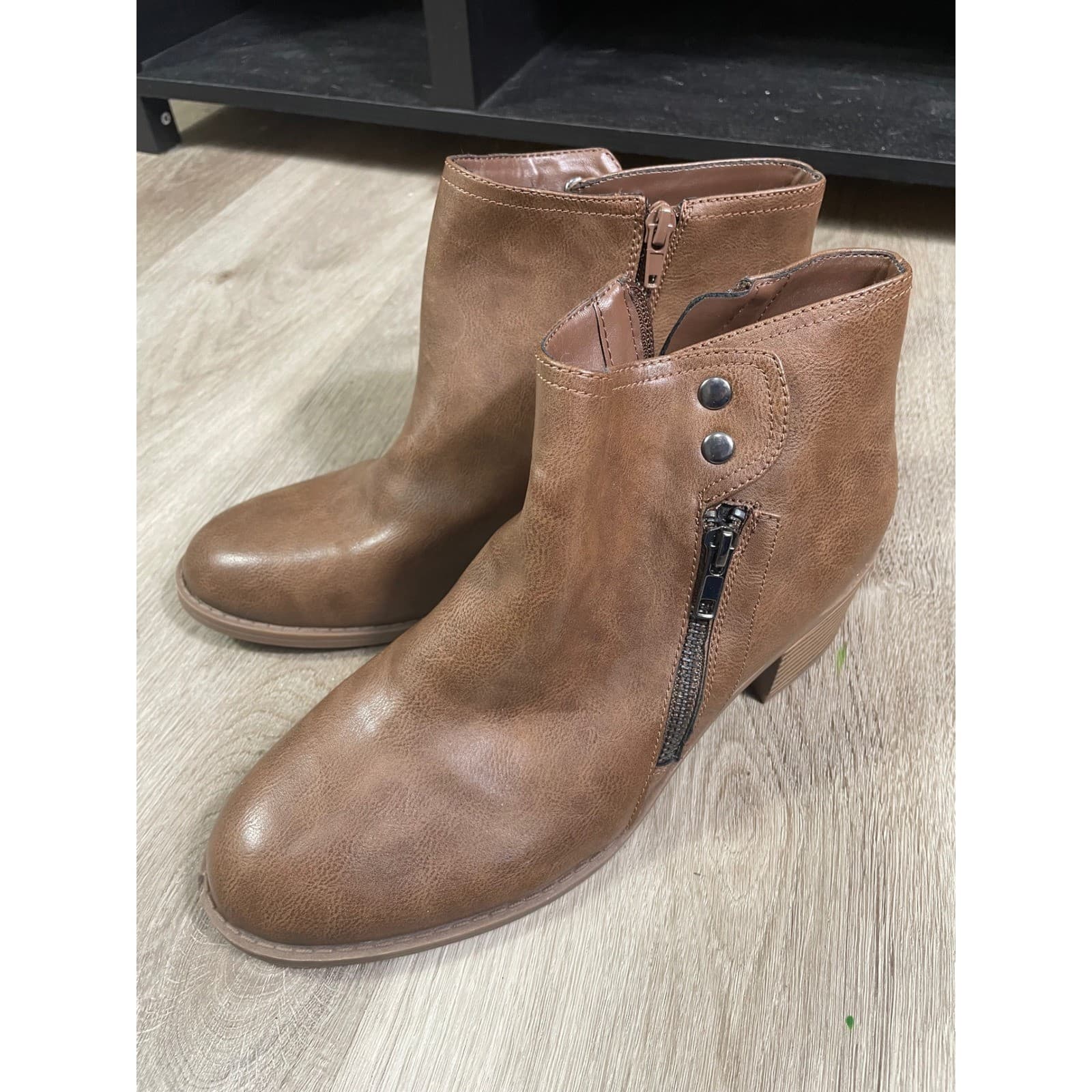 GH Bass Ankle Boots Womens 10 Brown Side Zip Block Heel Casual Booties - Thumbnail 11