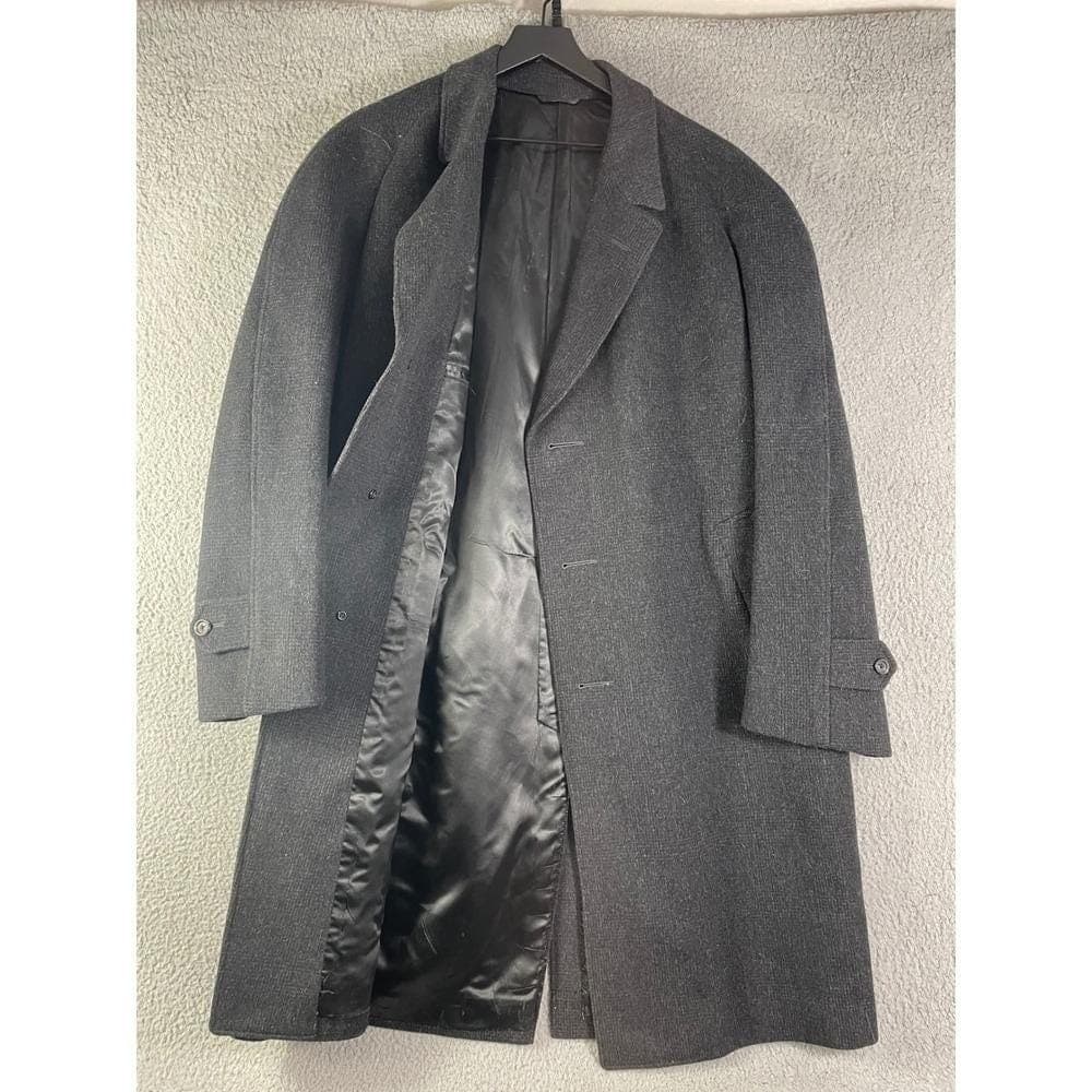 Alexandre Oxford Street London Charcoal Grey Wool Blend Overcoat XL Notch Lapel - Thumbnail 8