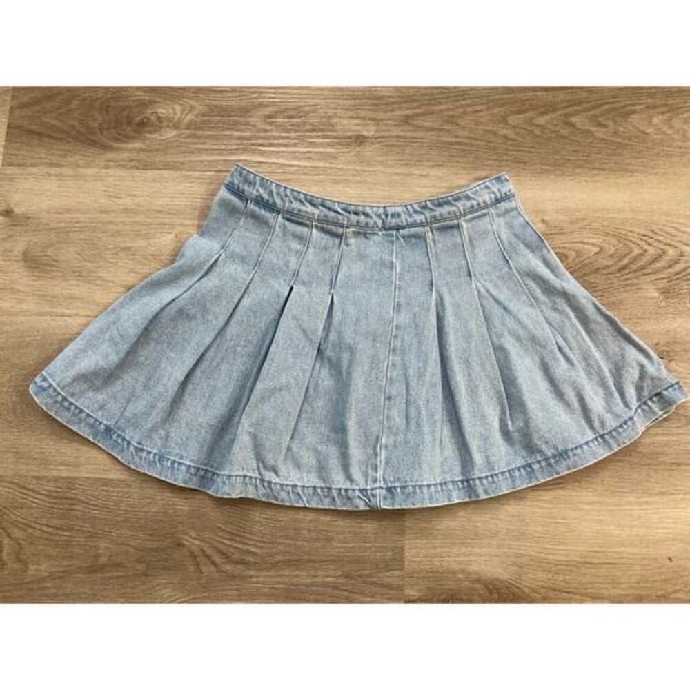 Forever 21 Kids Girls Pleated Denim Skirt Blue Size 13 Casual Spring Summer - Thumbnail 8