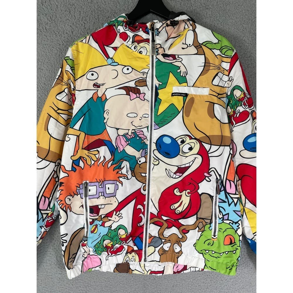Nickelodeon x Members Only 90s Cartoon All Over Print Windbreaker Jacket Men's M - Thumbnail 7