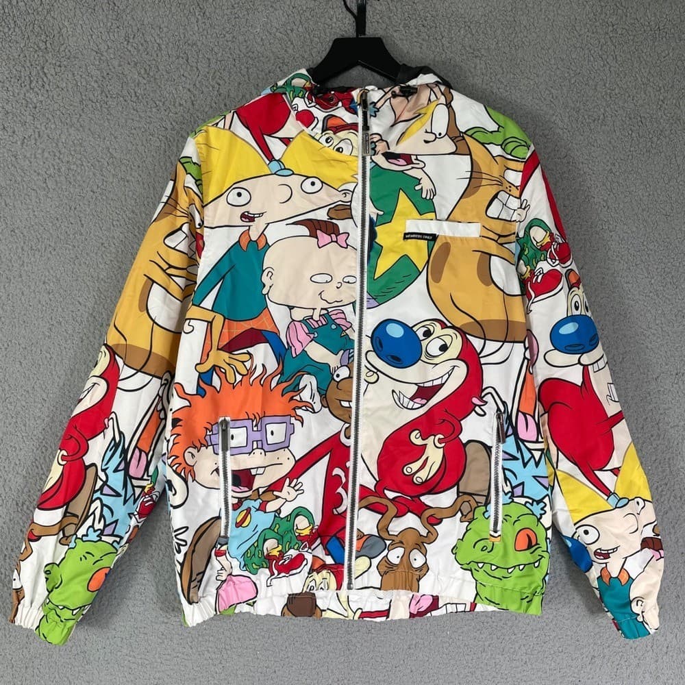Nickelodeon x Members Only 90s Cartoon All Over Print Windbreaker Jacket Men's M - Thumbnail 6