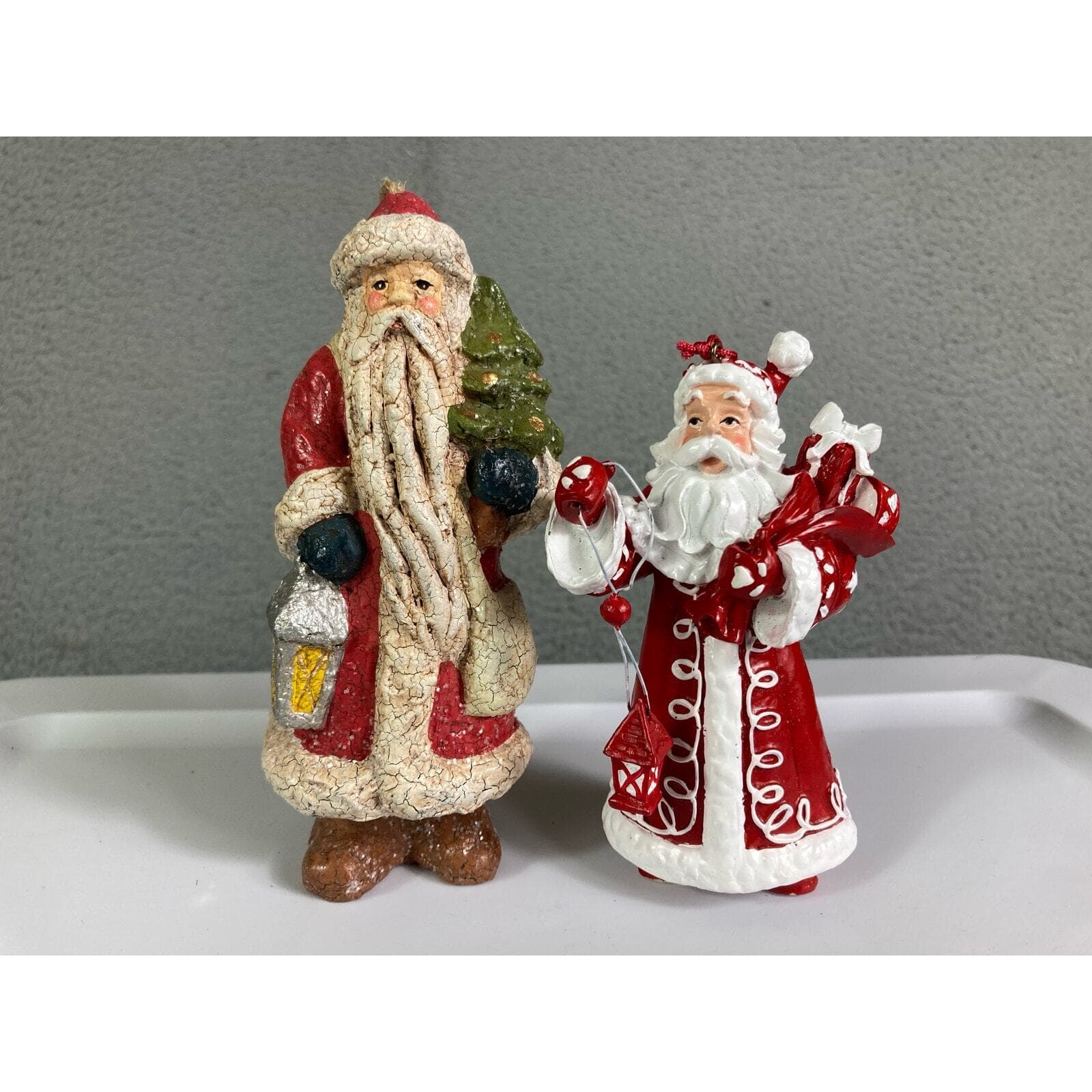 Christmas Ornament Vintage Lot Set of 2 Holiday Tree Ornaments Santa Claus Red - Thumbnail 5
