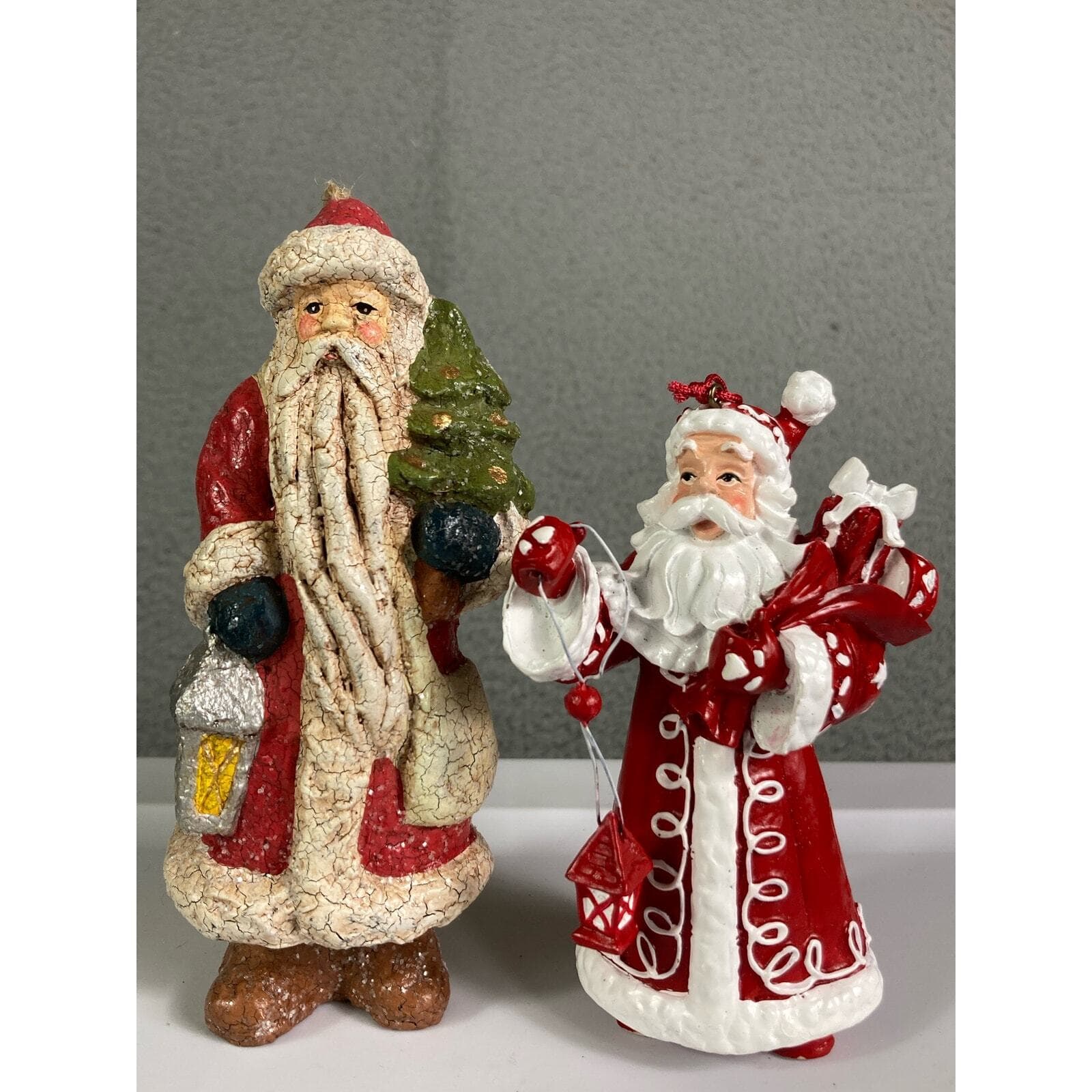 Christmas Ornament Vintage Lot Set of 2 Holiday Tree Ornaments Santa Claus Red - Thumbnail 3
