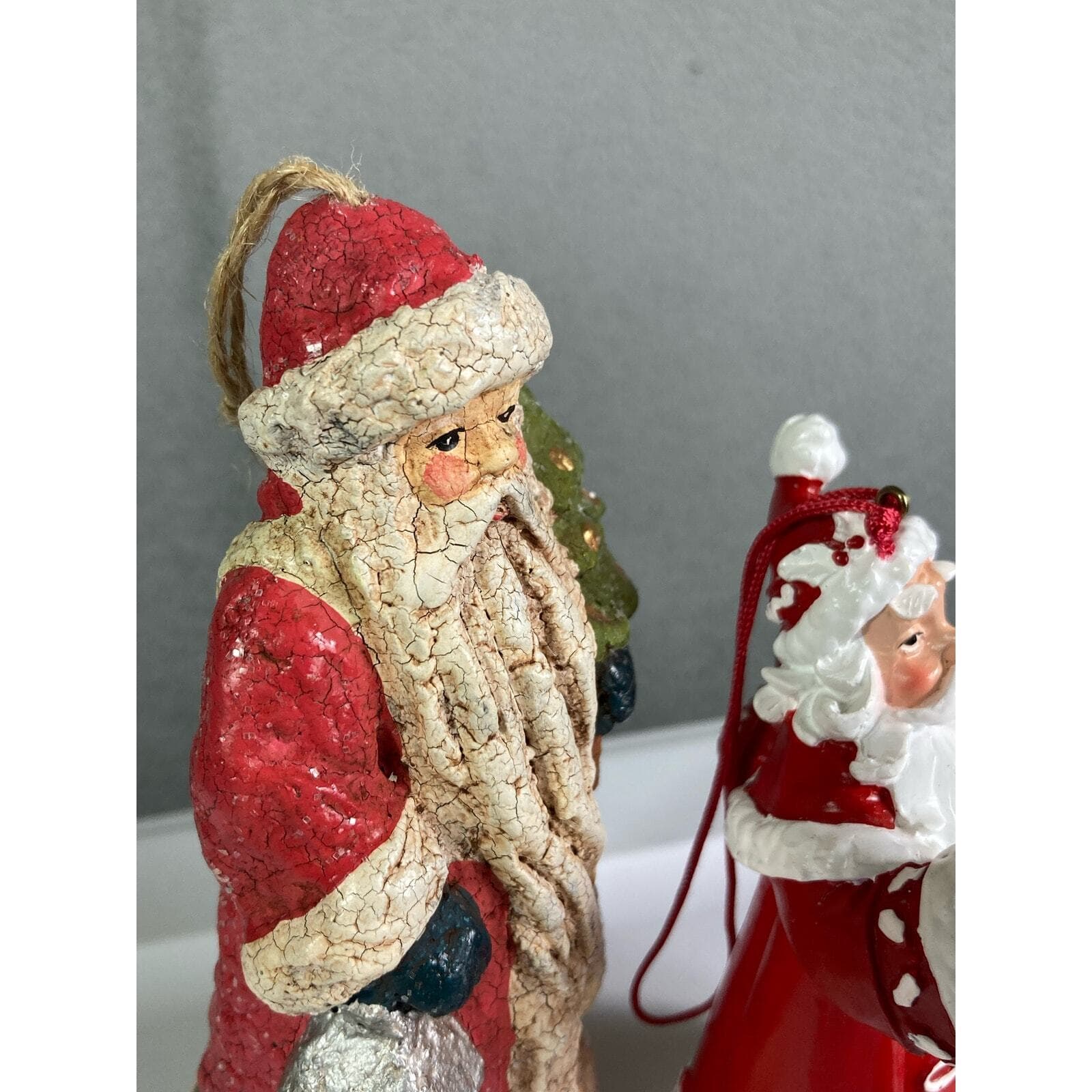 Christmas Ornament Vintage Lot Set of 2 Holiday Tree Ornaments Santa Claus Red - Thumbnail 7