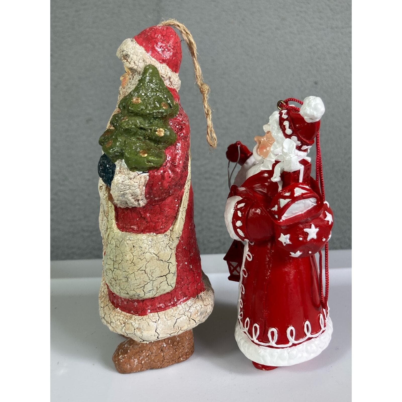 Christmas Ornament Vintage Lot Set of 2 Holiday Tree Ornaments Santa Claus Red - Thumbnail 9