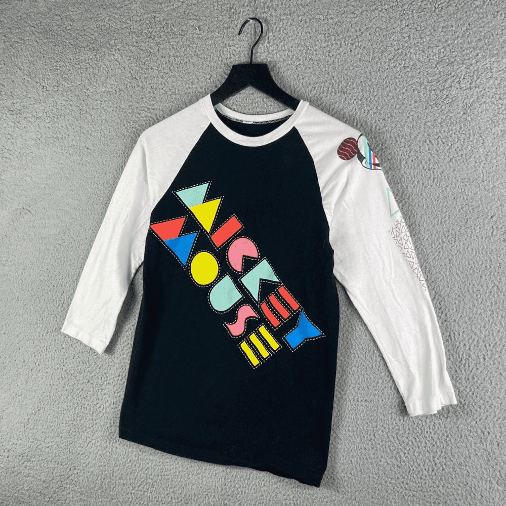 Disney Parks Mickey Mouse Shirt Adult Small Retro Graphic Raglan Tee - Thumbnail 6