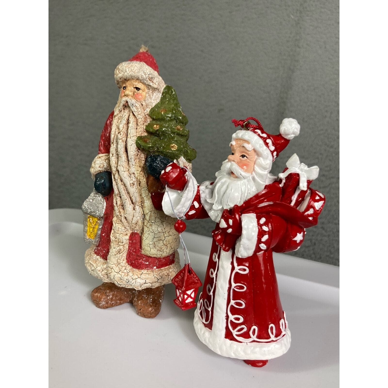 Christmas Ornament Vintage Lot Set of 2 Holiday Tree Ornaments Santa Claus Red - Thumbnail 4