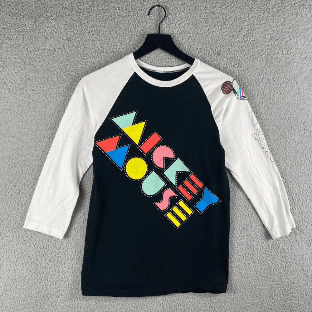 Disney Parks Mickey Mouse Shirt Adult Small Retro Graphic Raglan Tee - Thumbnail 3