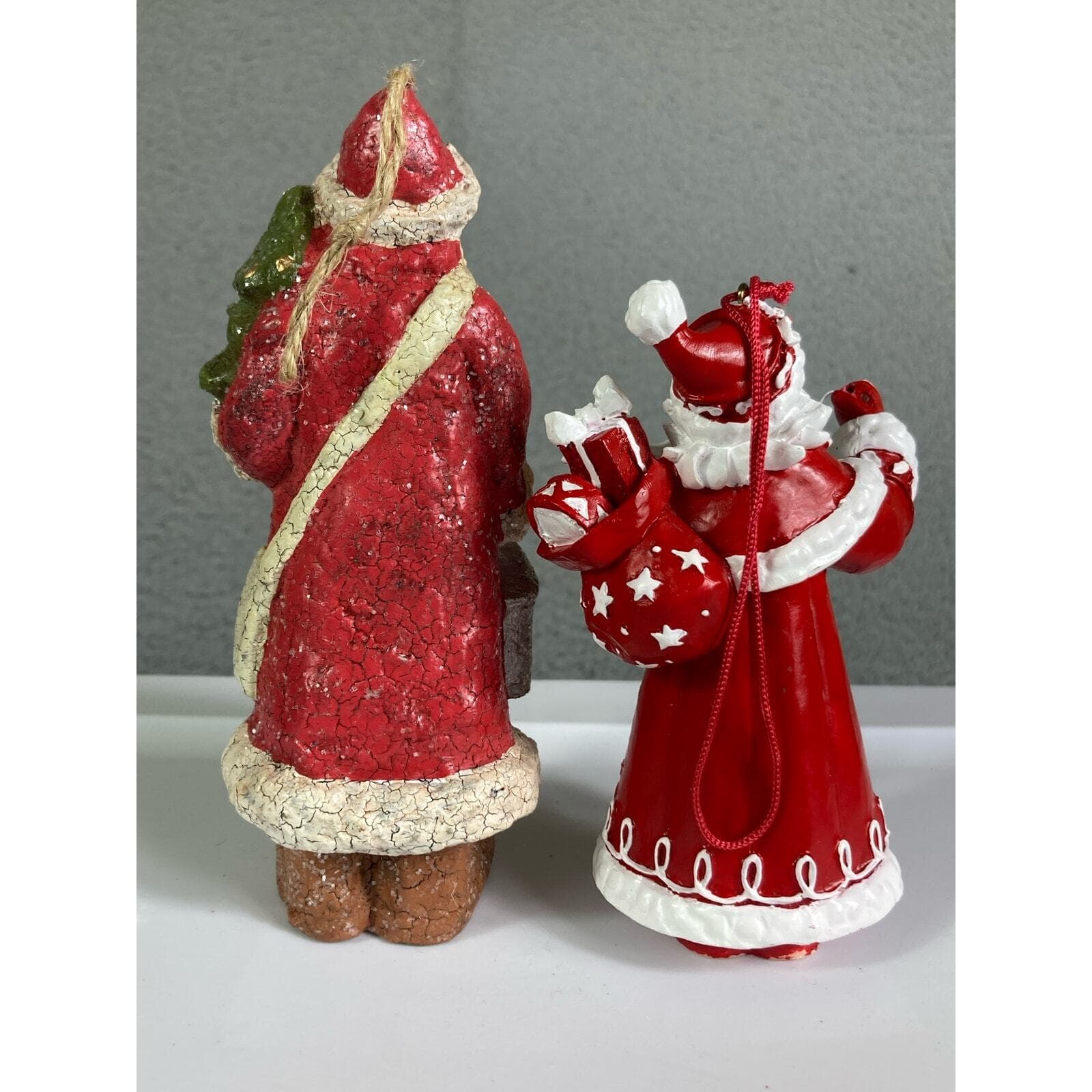 Christmas Ornament Vintage Lot Set of 2 Holiday Tree Ornaments Santa Claus Red - Thumbnail 10