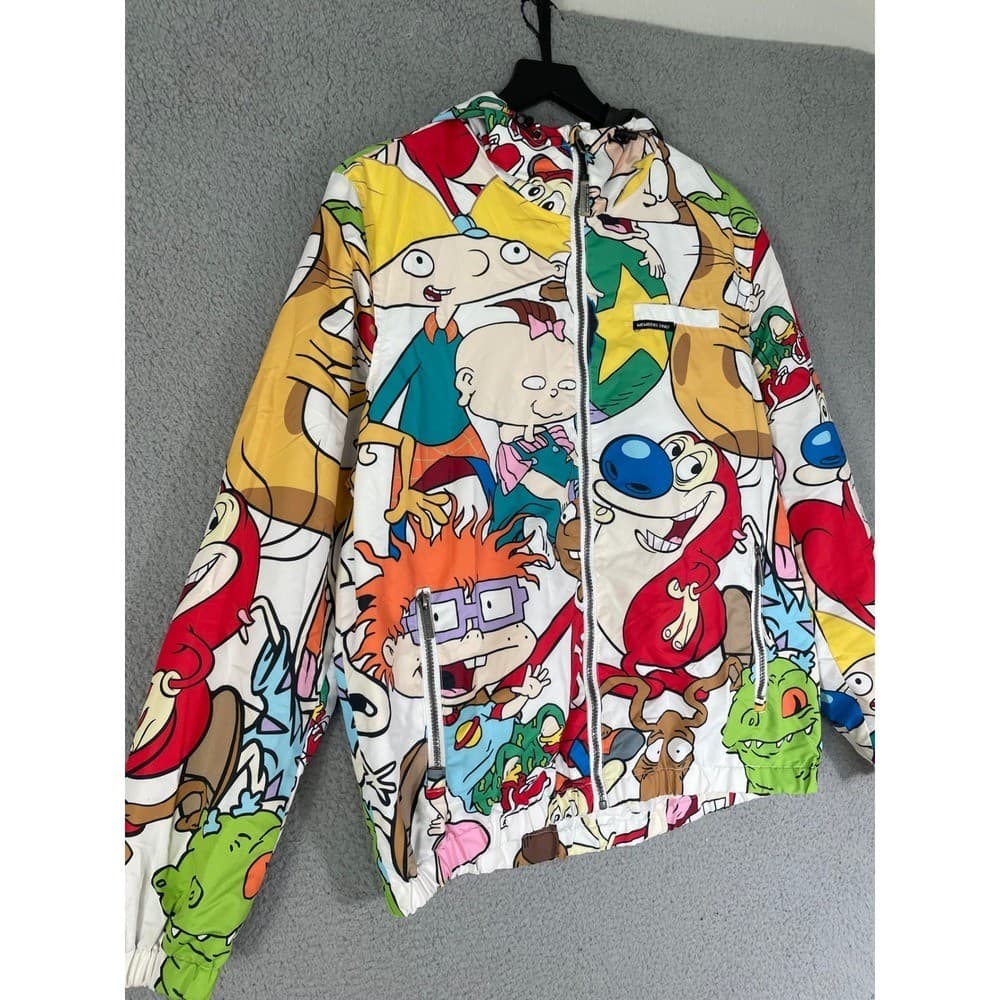 Nickelodeon x Members Only 90s Cartoon All Over Print Windbreaker Jacket Men's M - Thumbnail 8