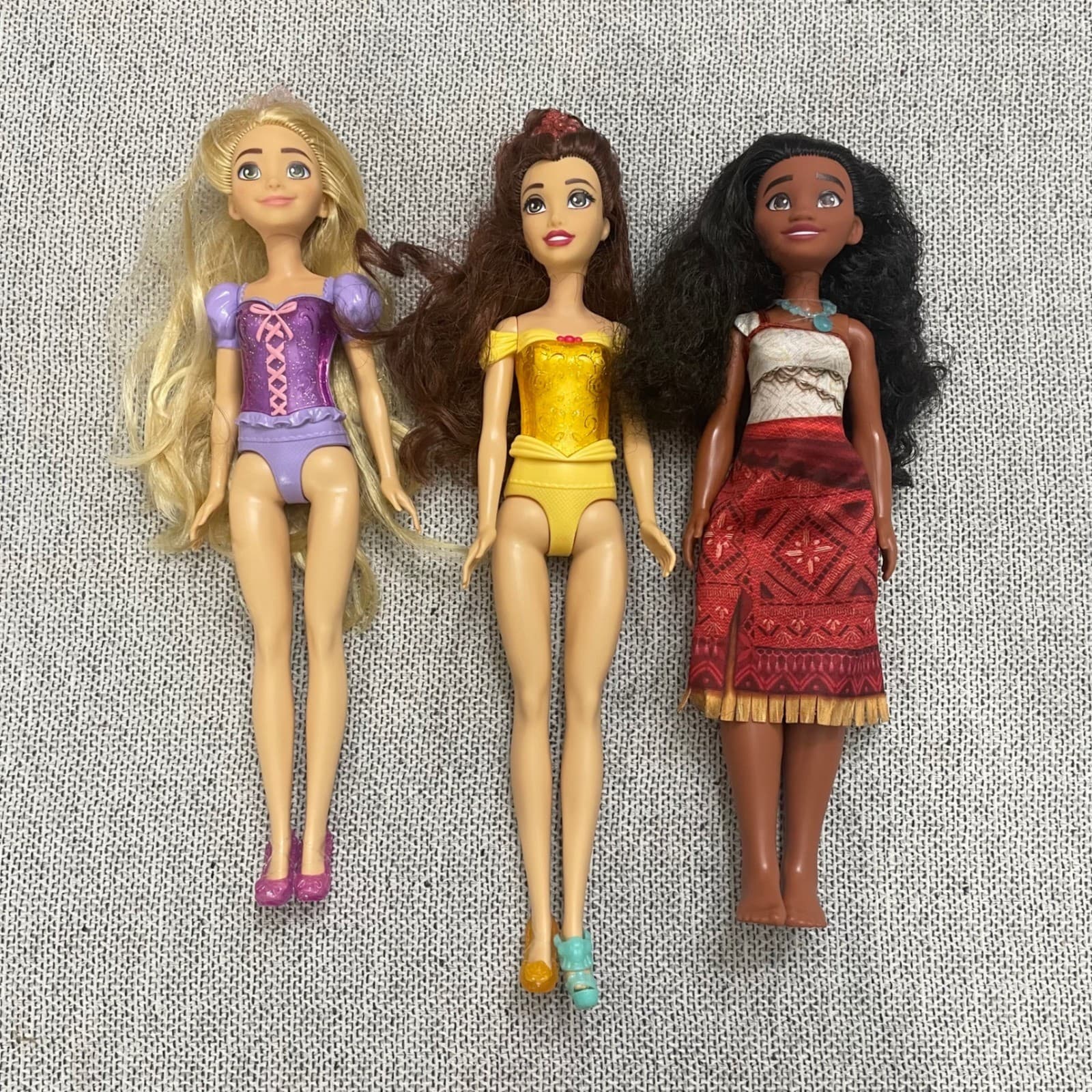Disney Princess Doll Lot Rapunzel Belle Moana 3 Piece Set 11-12 Inch Dolls - Thumbnail 3