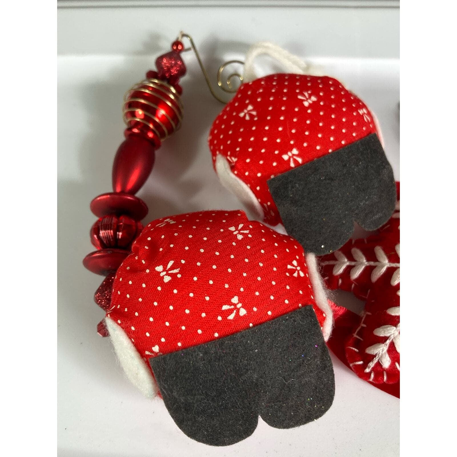 Christmas Ornament Vintage Lot Set of 5 Trees Santa Snowflake Hanging Ornaments - Thumbnail 6