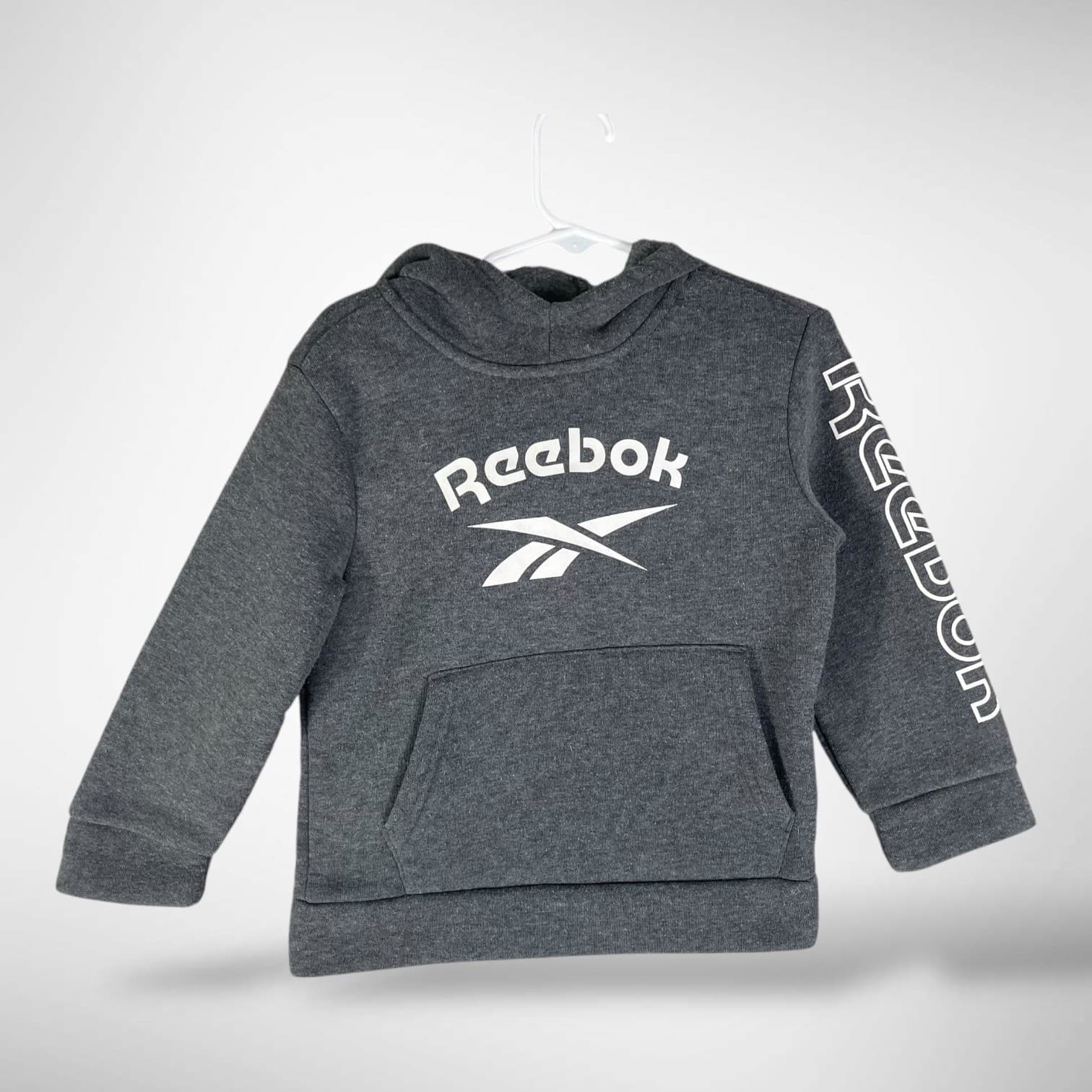 Reebok Toddler Hoodie Gray Pullover Logo Sweatshirt Size 3T Athleisure - Thumbnail 2