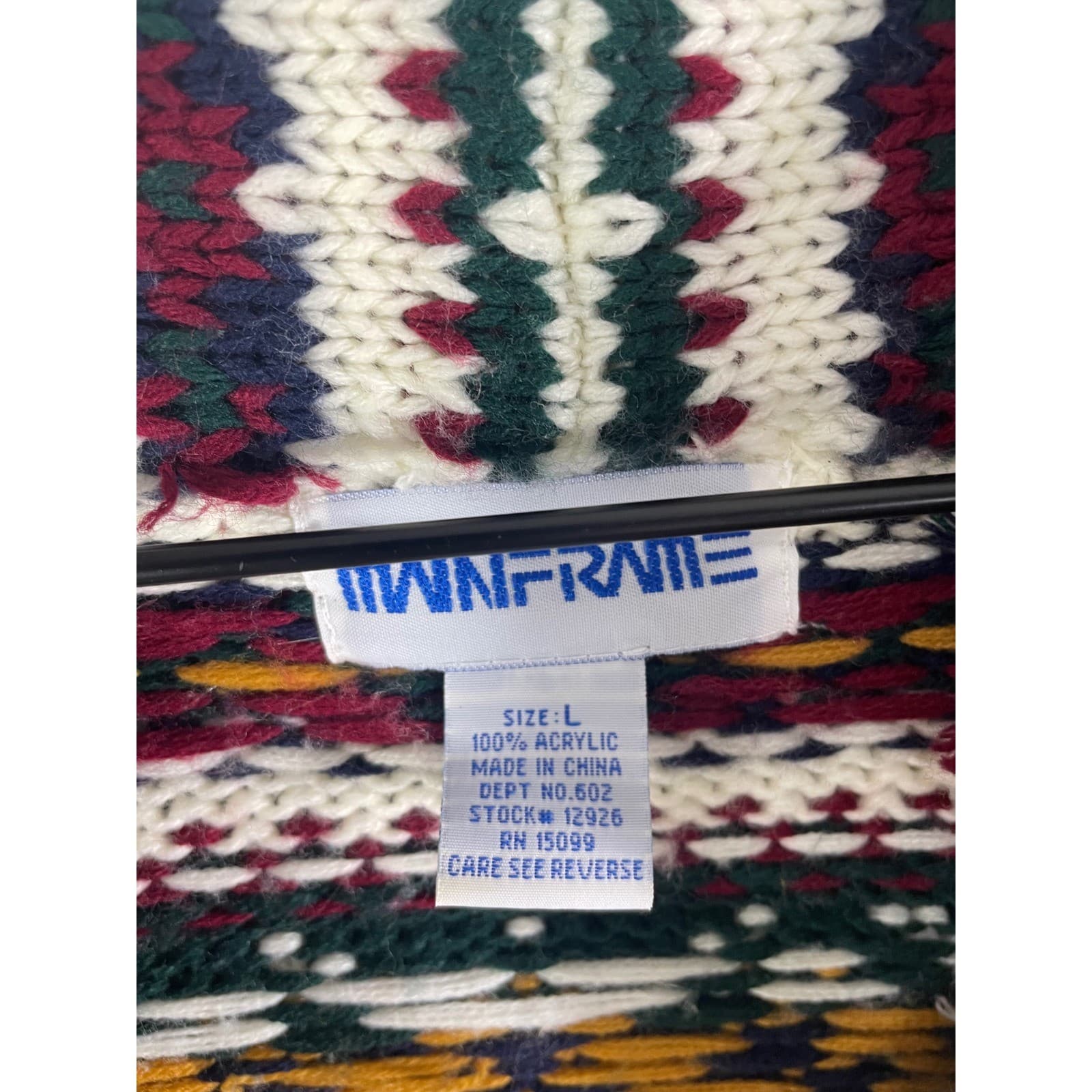 Mainframe Vintage Fair Isle Shawl Collar Cardigan Sweater Cream Multi Size L - Thumbnail 3