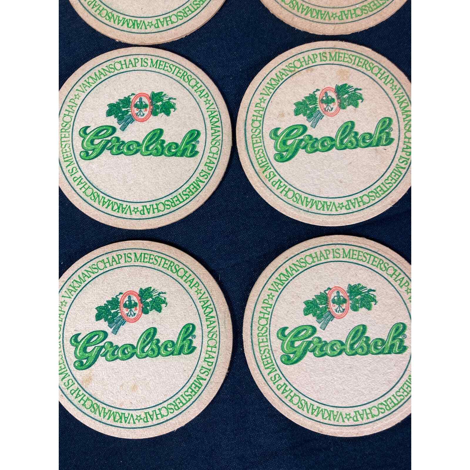 Vintage Grolsch Beer Cork Coasters Set of 6 Dutch Breweriana Bar Mats - Thumbnail 3