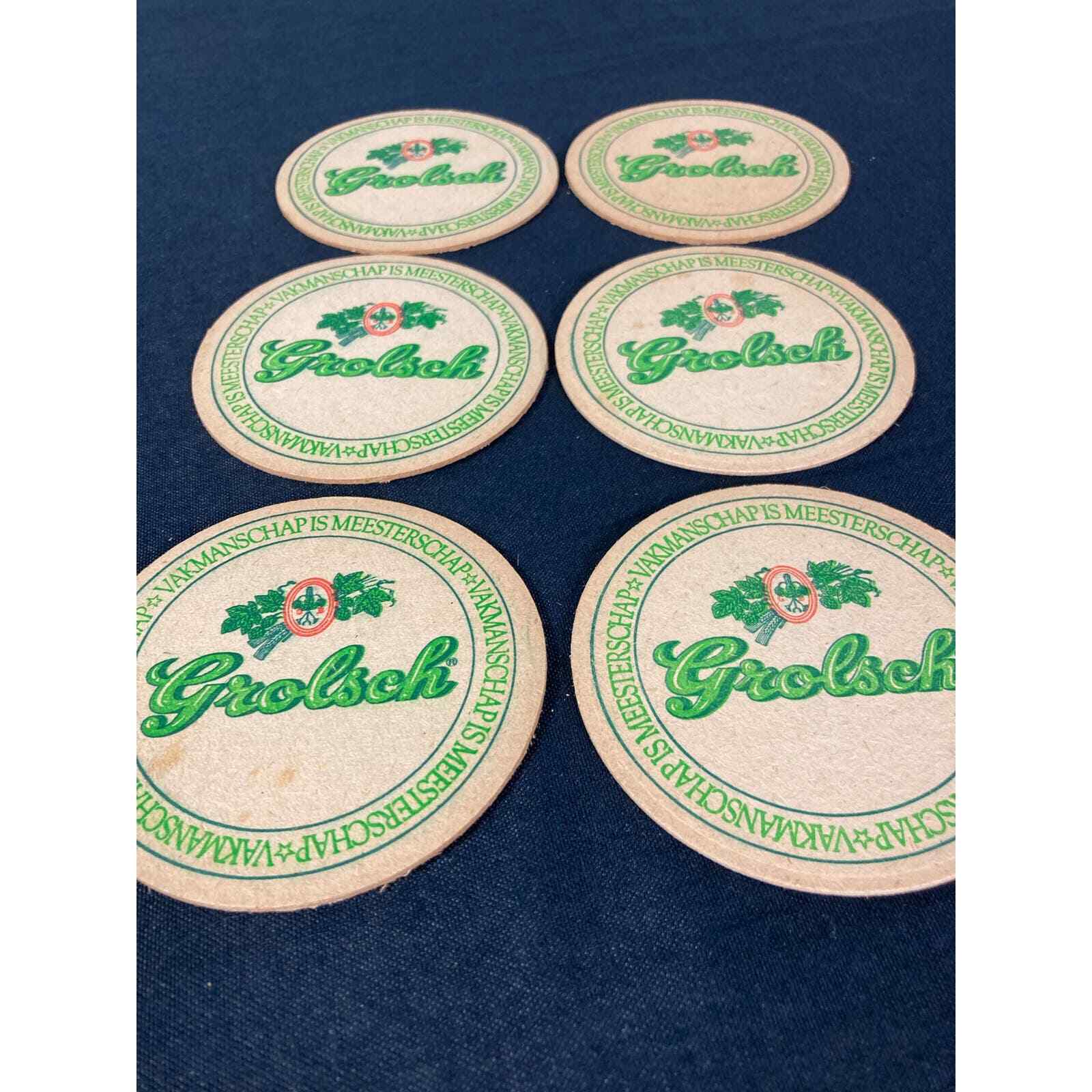 Vintage Grolsch Beer Cork Coasters Set of 6 Dutch Breweriana Bar Mats - Thumbnail 4