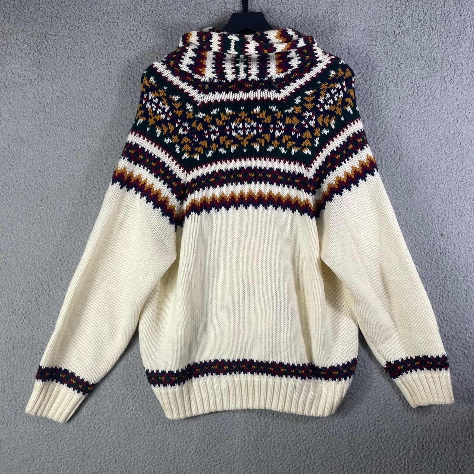 Mainframe Vintage Fair Isle Shawl Collar Cardigan Sweater Cream Multi Size L - Thumbnail 5