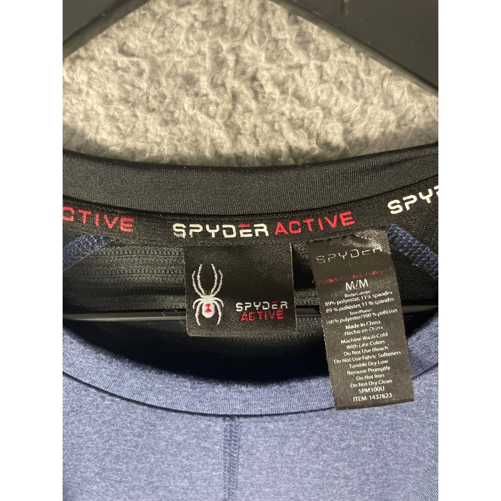 Spyder Active Shirt Mens Large Blue Black Long Sleeve Athletic Hiking - Thumbnail 3