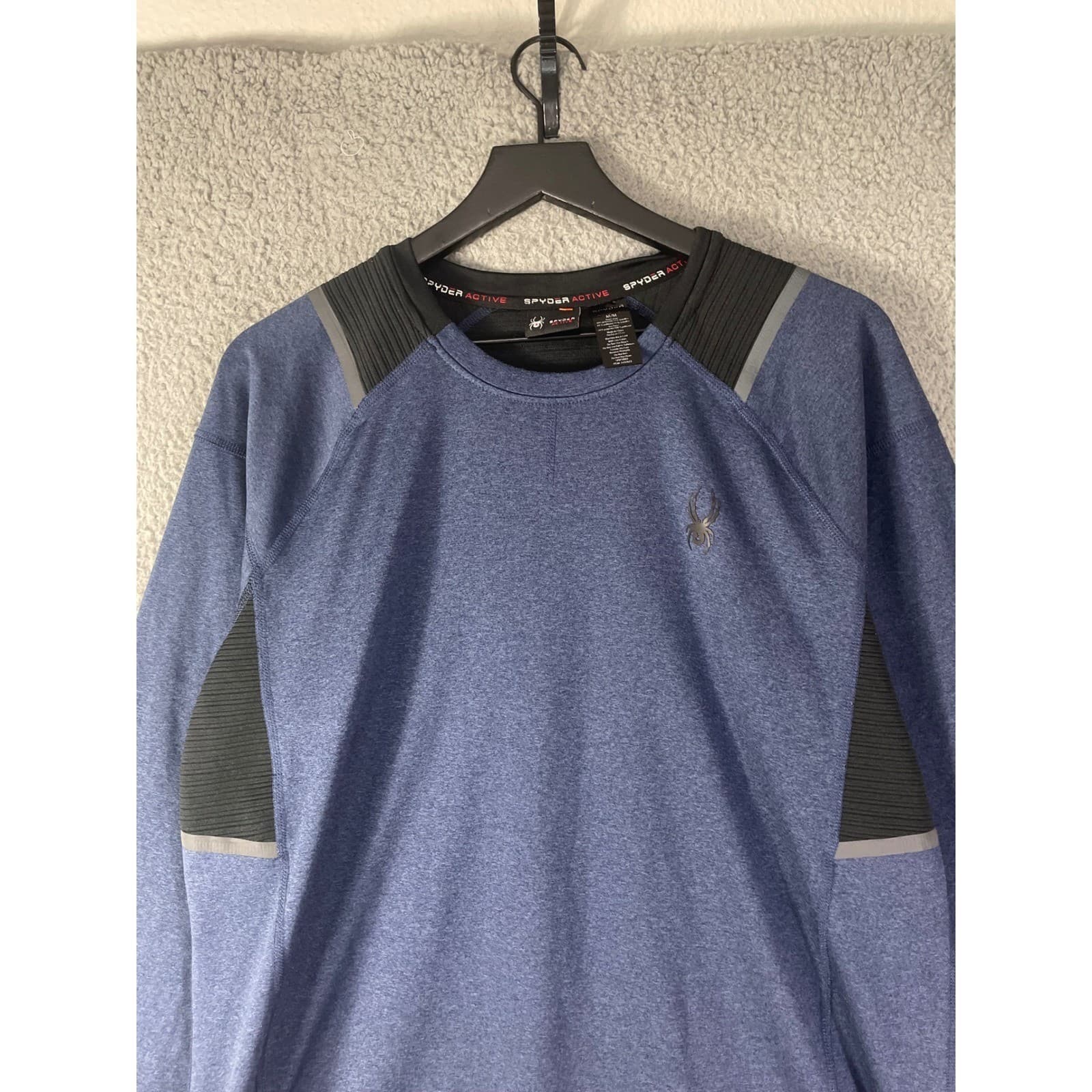 Spyder Active Shirt Mens Large Blue Black Long Sleeve Athletic Hiking - Thumbnail 4