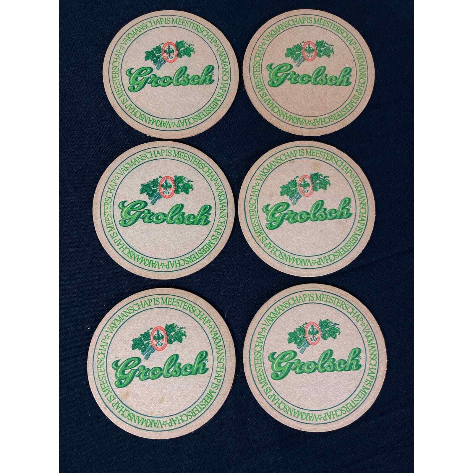 Vintage Grolsch Beer Cork Coasters Set of 6 Dutch Breweriana Bar Mats - Thumbnail 2