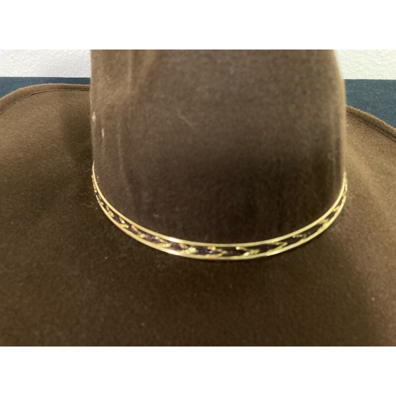Western Express Unisex Brown Faux Felt Cowboy Hat Size 6 3/4 Pinch Wide Brim - Thumbnail 12