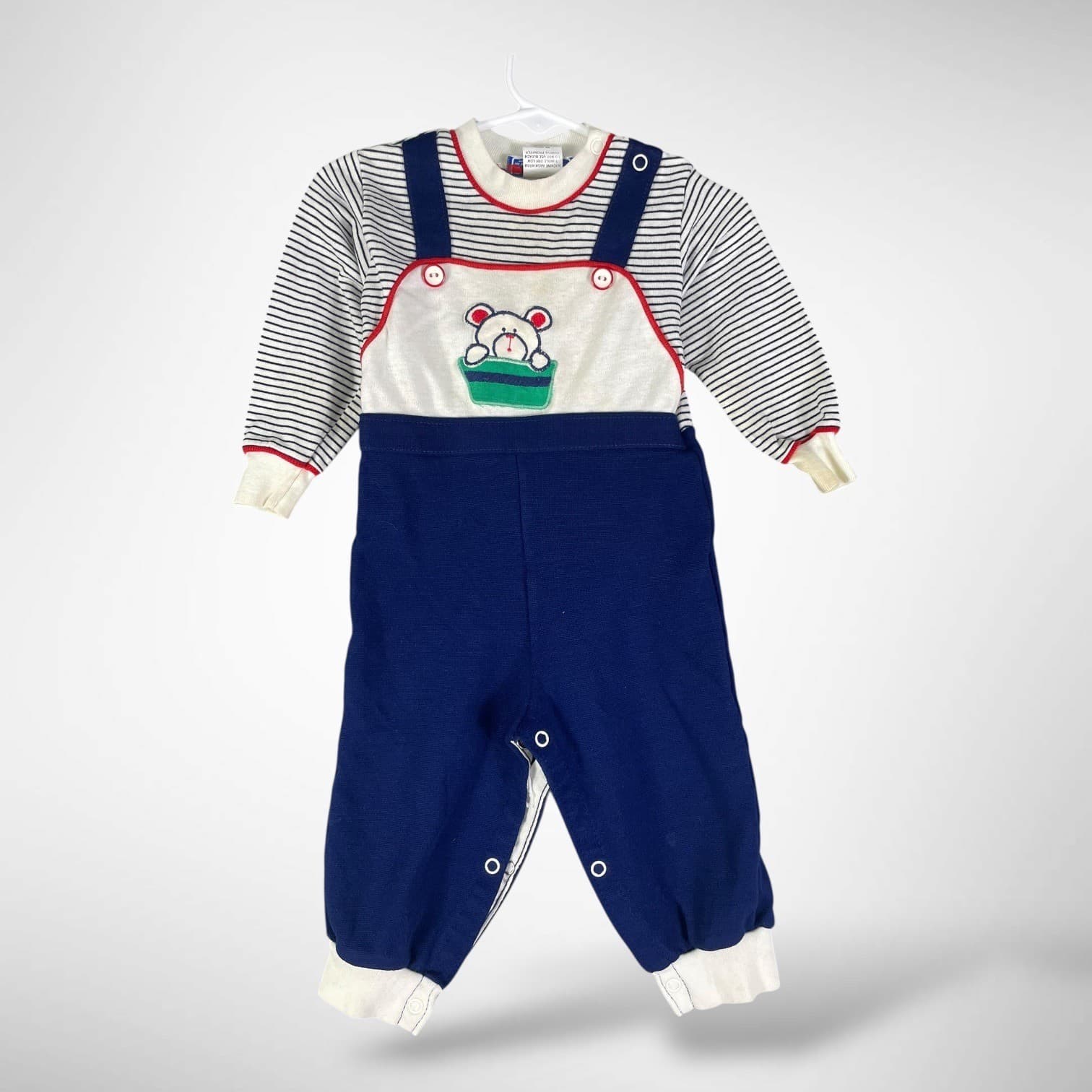Vintage Baby Knit Romper USA Made Bear Overall Style One Piece 18 Months - Thumbnail 2