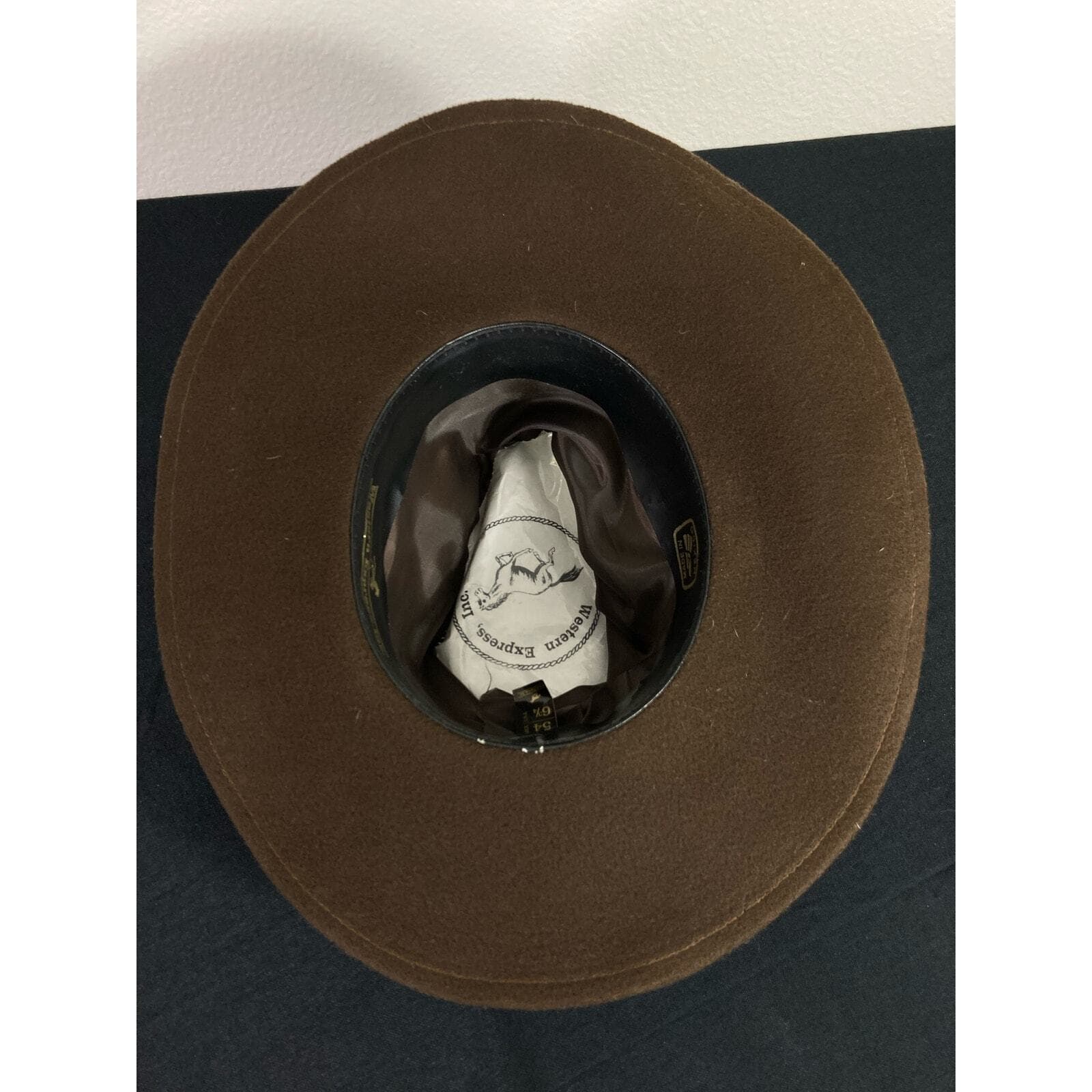 Western Express Unisex Brown Faux Felt Cowboy Hat Size 6 3/4 Pinch Wide Brim - Thumbnail 6