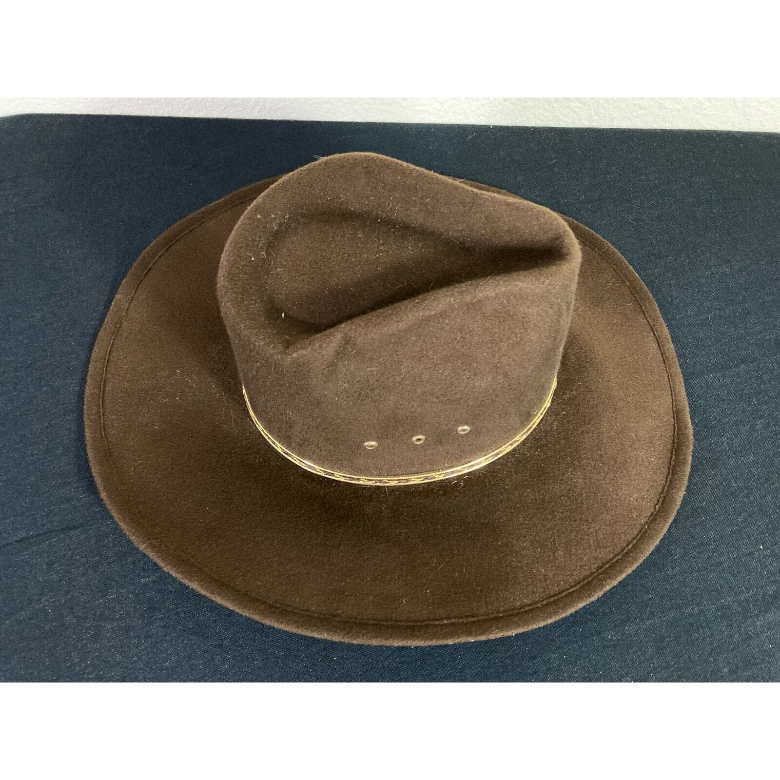Western Express Unisex Brown Faux Felt Cowboy Hat Size 6 3/4 Pinch Wide Brim - Thumbnail 10
