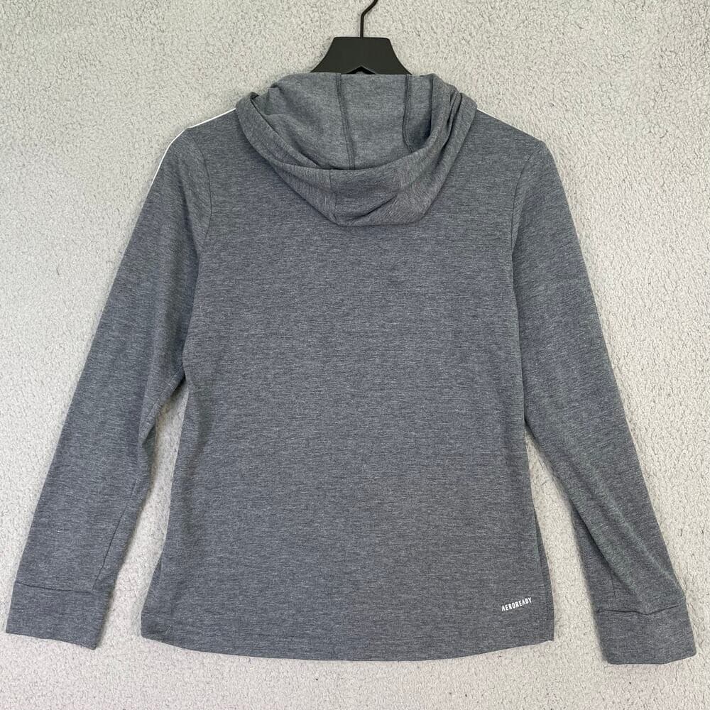 Adidas Womens Aeroready Primegreen Hoodie Small Gray Pullover Sweatshirt Stripes - Thumbnail 6