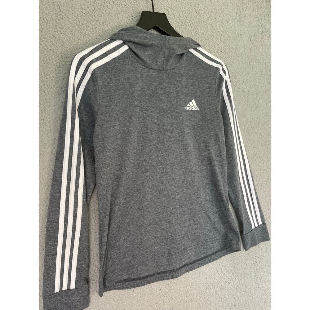 Adidas Womens Aeroready Primegreen Hoodie Small Gray Pullover Sweatshirt Stripes - Thumbnail 8