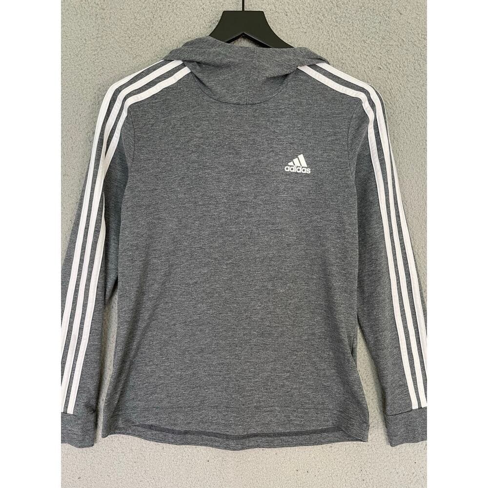 Adidas Womens Aeroready Primegreen Hoodie Small Gray Pullover Sweatshirt Stripes - Thumbnail 7