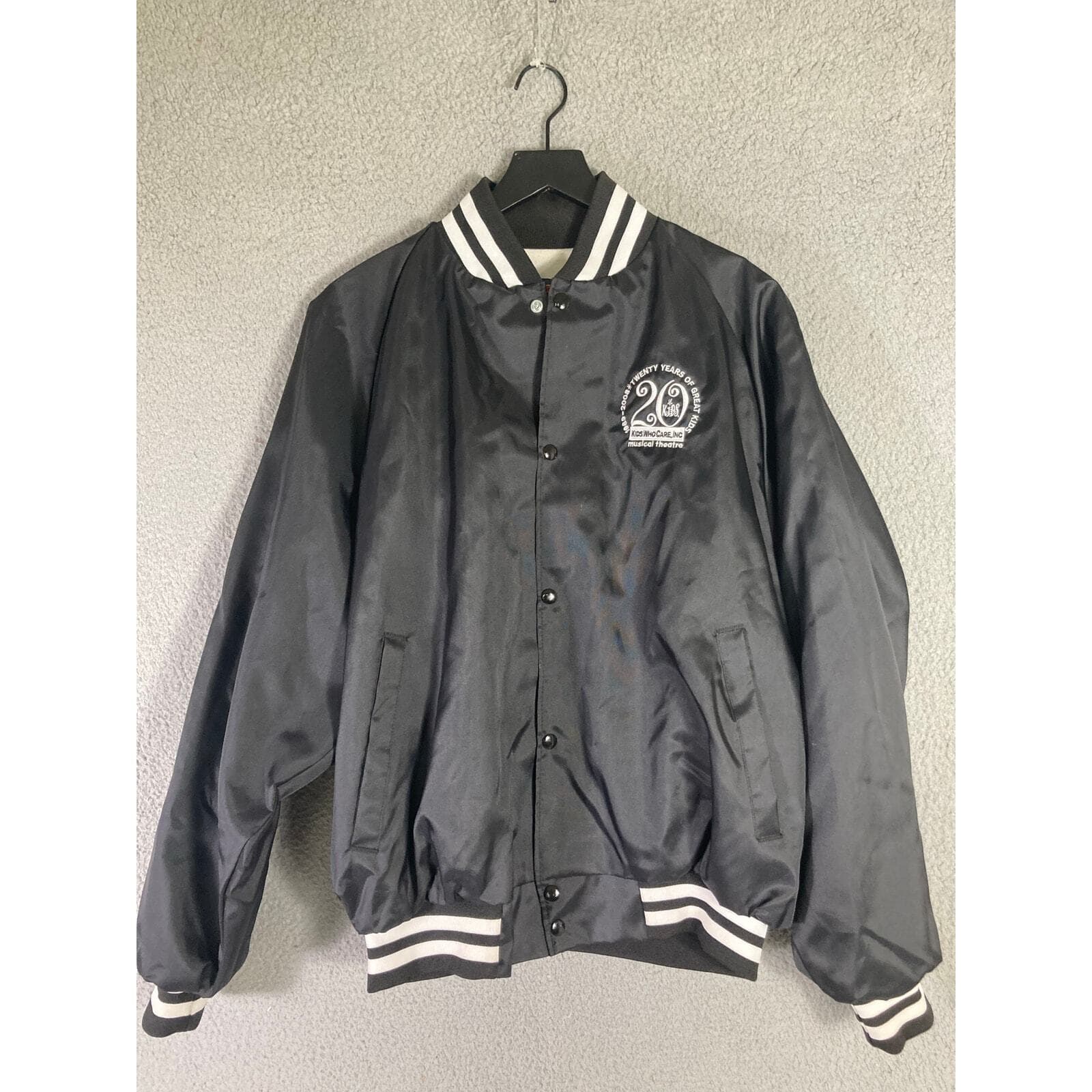 Vintage 90s ASW Kids Who Care Musical Theatre Jacket L Black Satin Varsity USA - Thumbnail 5