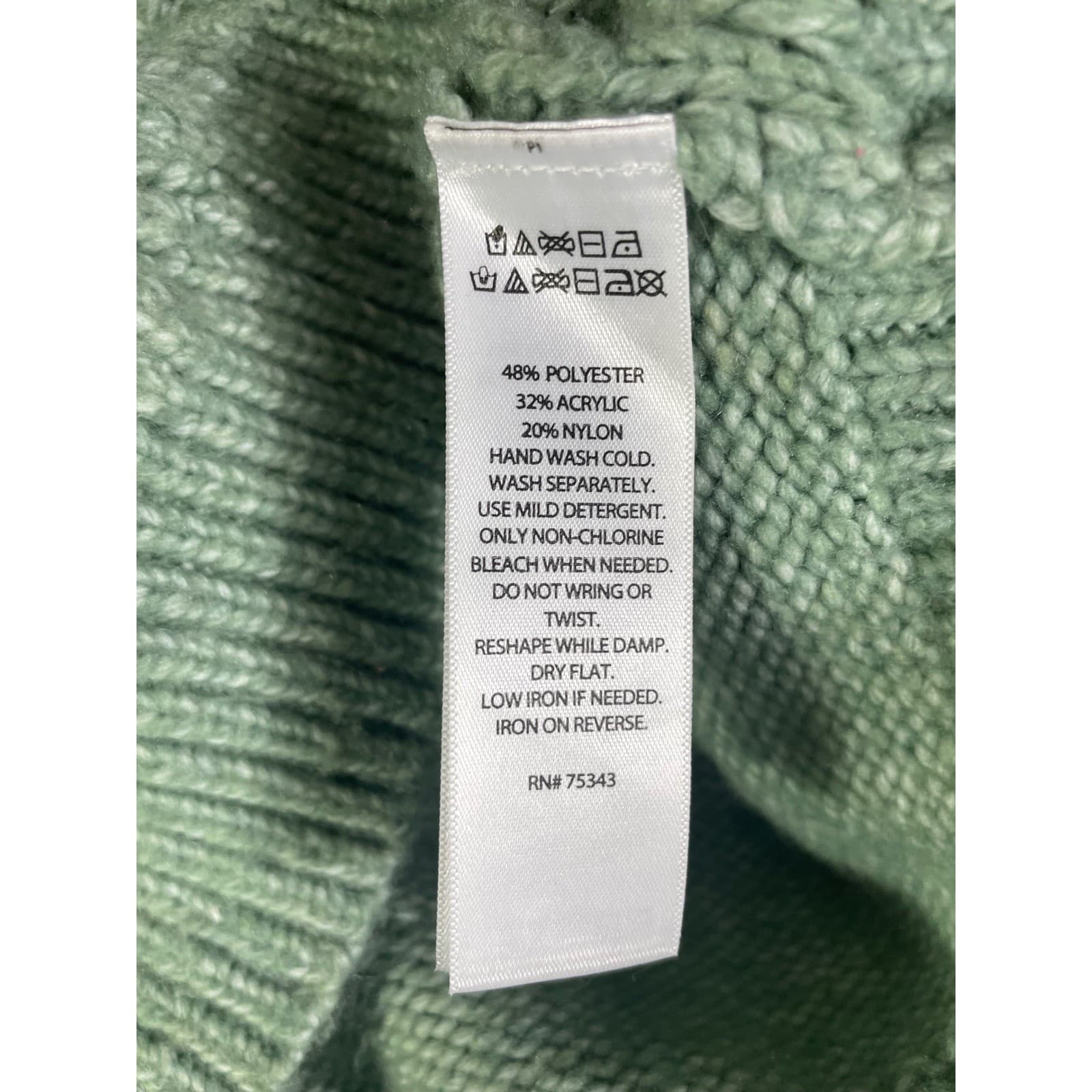 Jessica Simpson Cable Knit Cropped Sweater Sage Green Crew Neck Size Large - Thumbnail 4