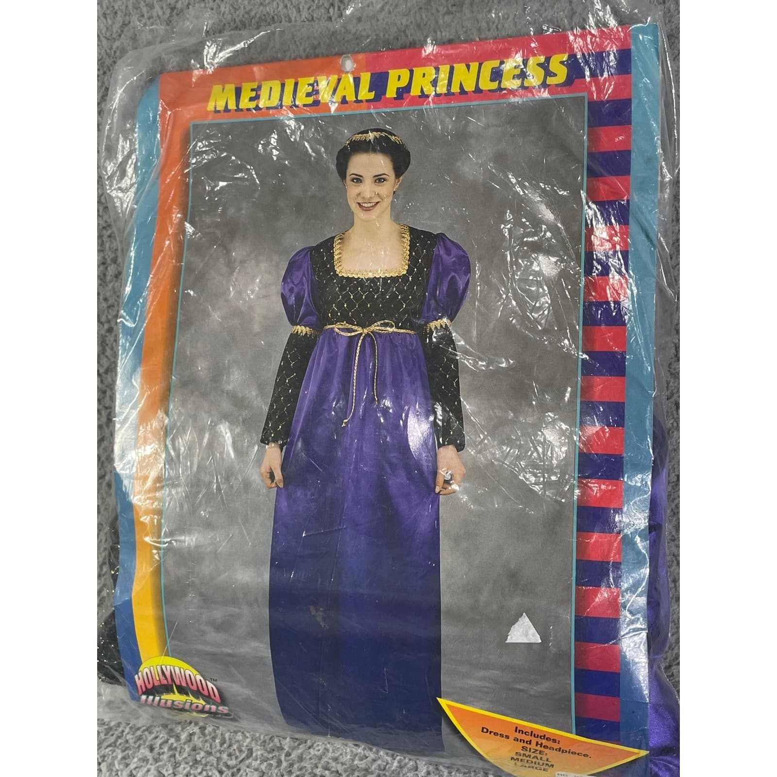 Medieval Princess Costume Small Purple Renaissance Dress Crown Halloween Vintage - Thumbnail 2