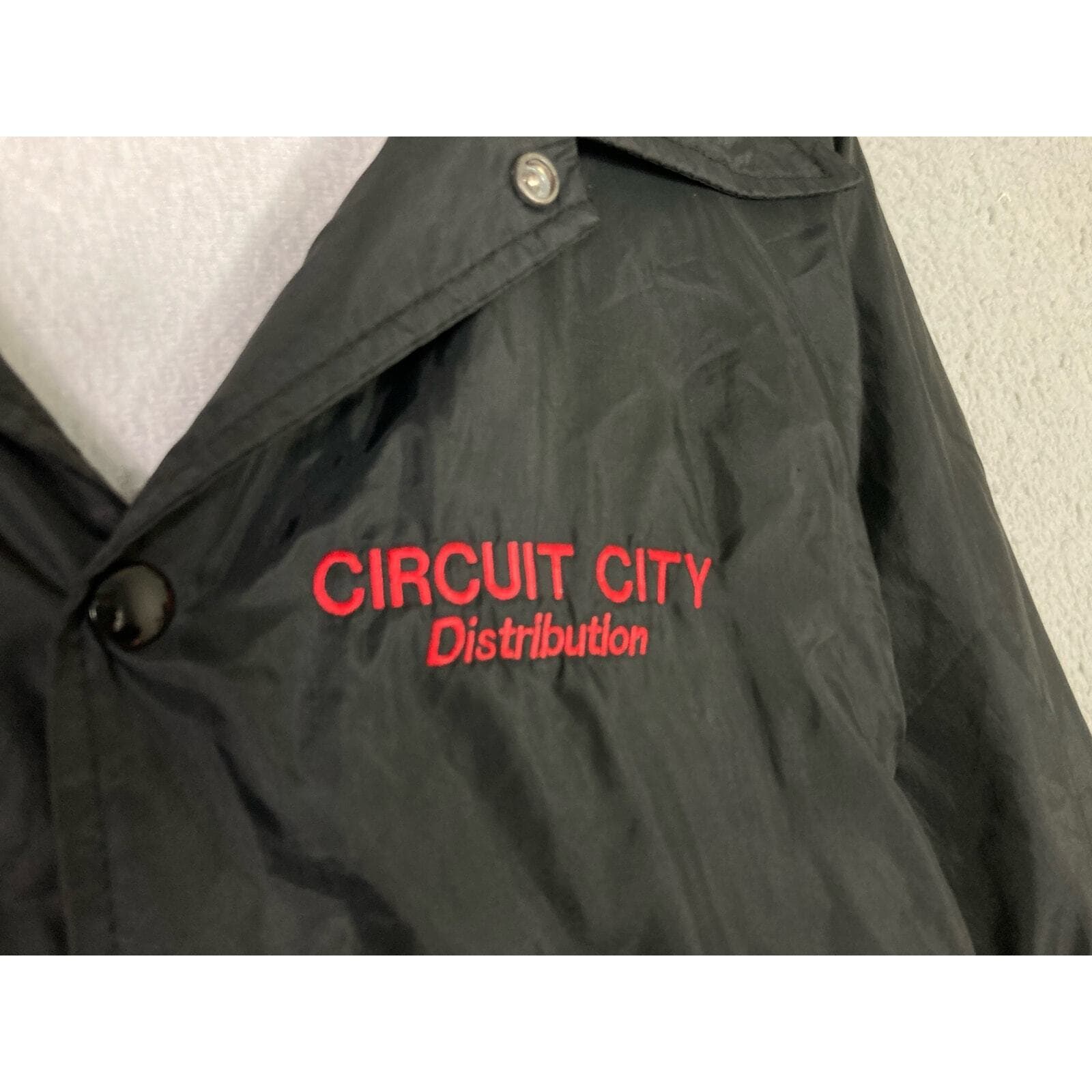 Vintage Circuit City Coach Jacket Red Nylon Unisex M Embroidered Logo Button - Thumbnail 9