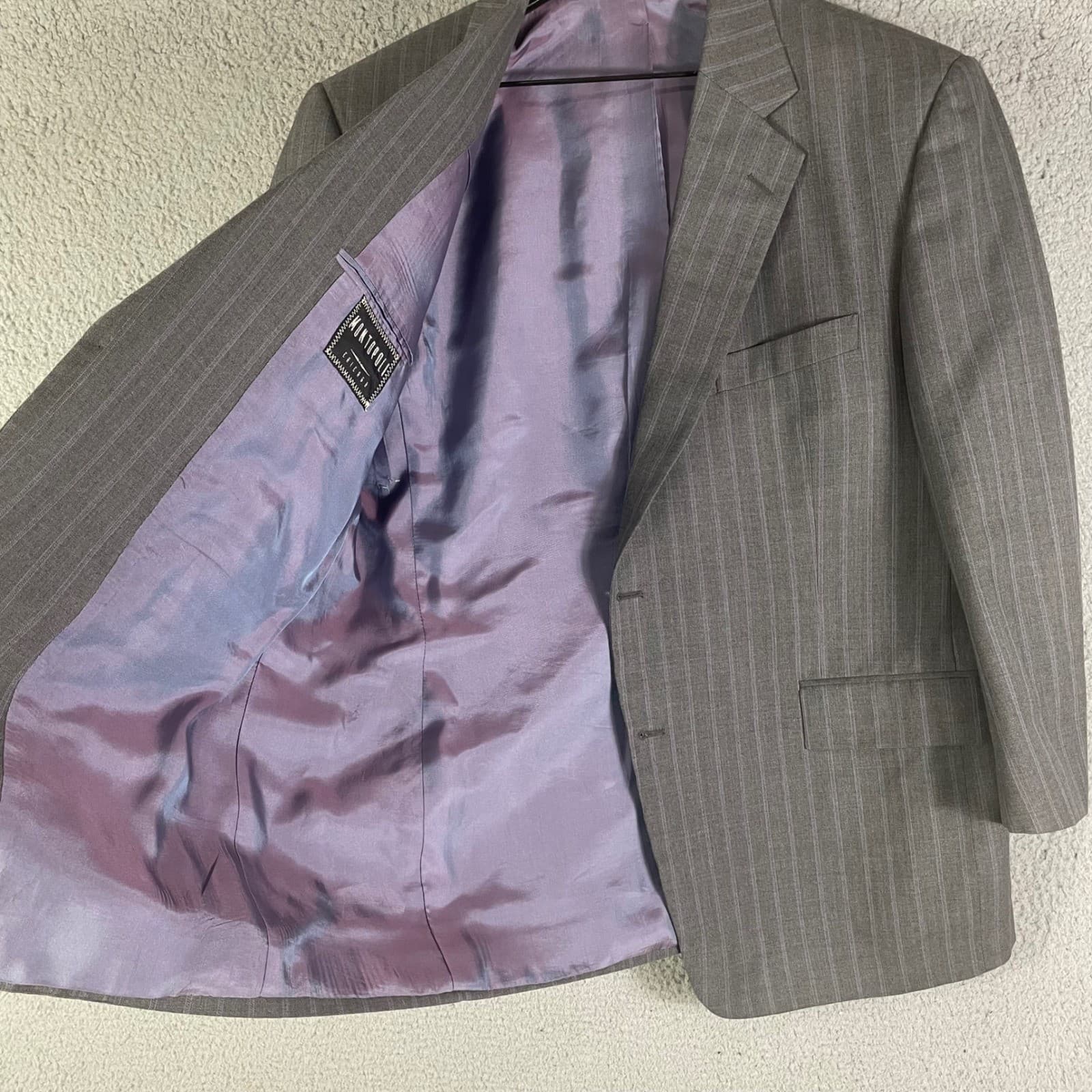 Montopoli Chicago Gray Pinstripe Two Button Suit Jacket Men 48R Blazer - Thumbnail 7