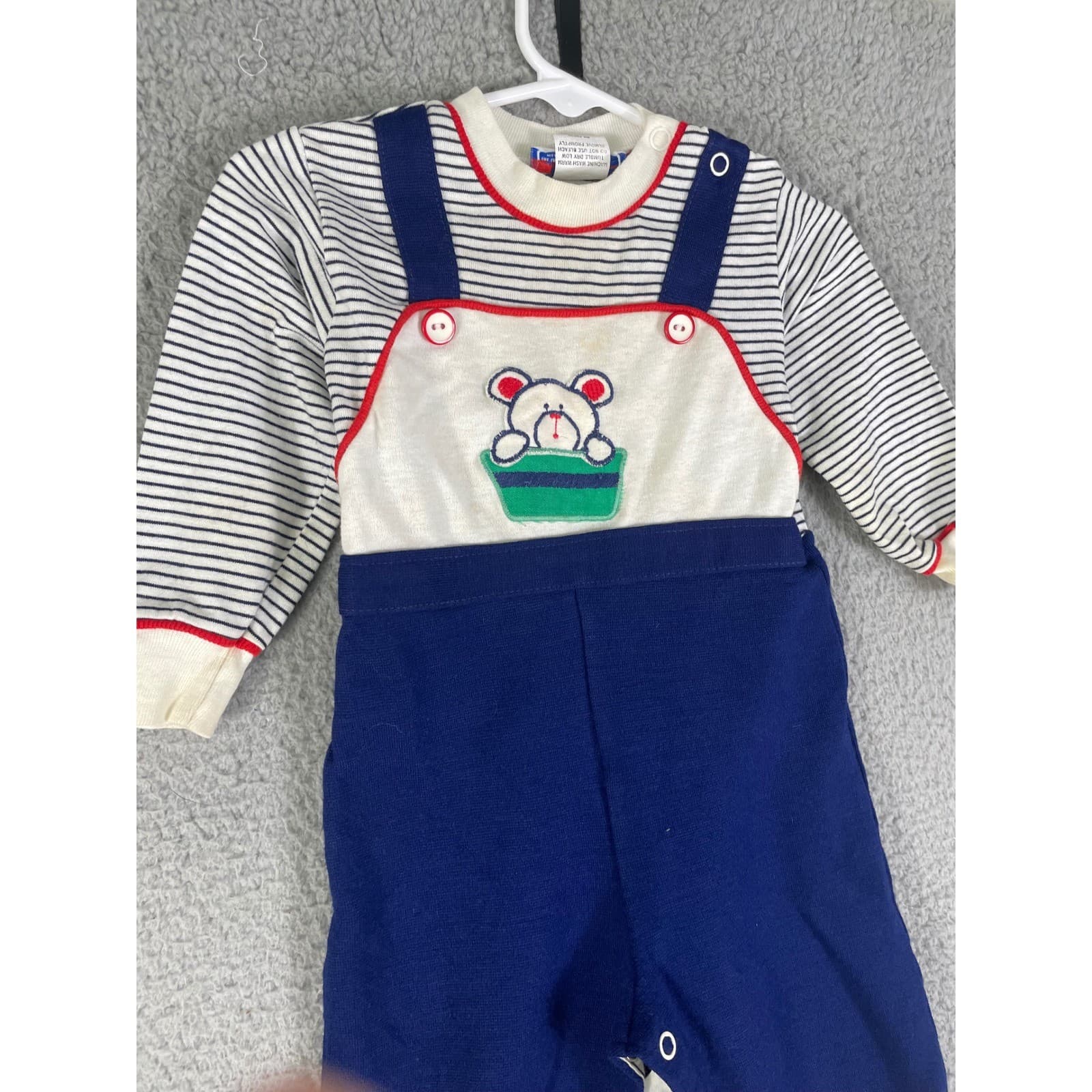 Vintage Baby Knit Romper USA Made Bear Overall Style One Piece 18 Months - Thumbnail 8