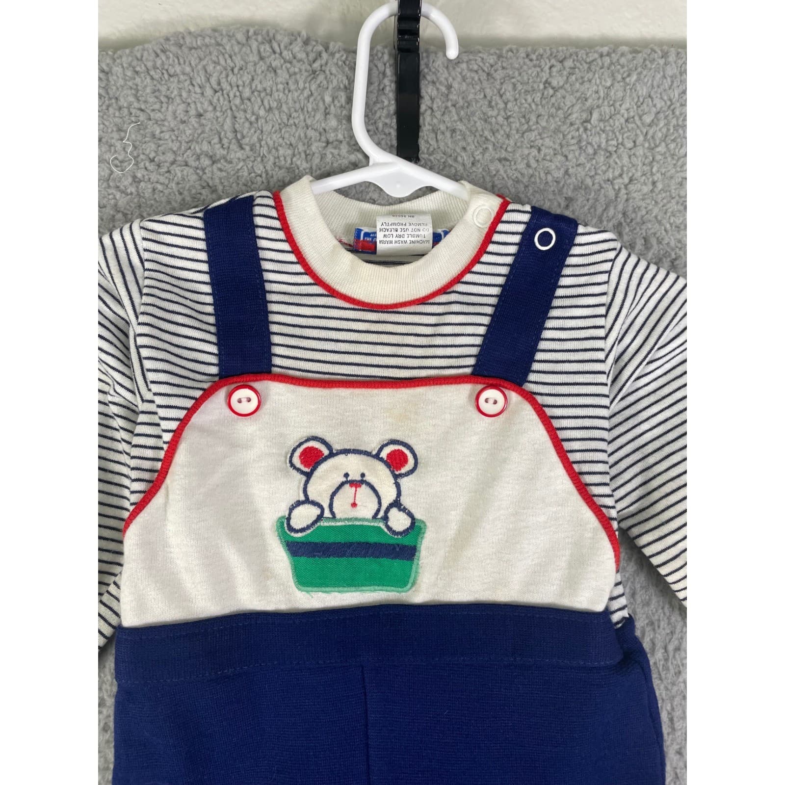 Vintage Baby Knit Romper USA Made Bear Overall Style One Piece 18 Months - Thumbnail 10