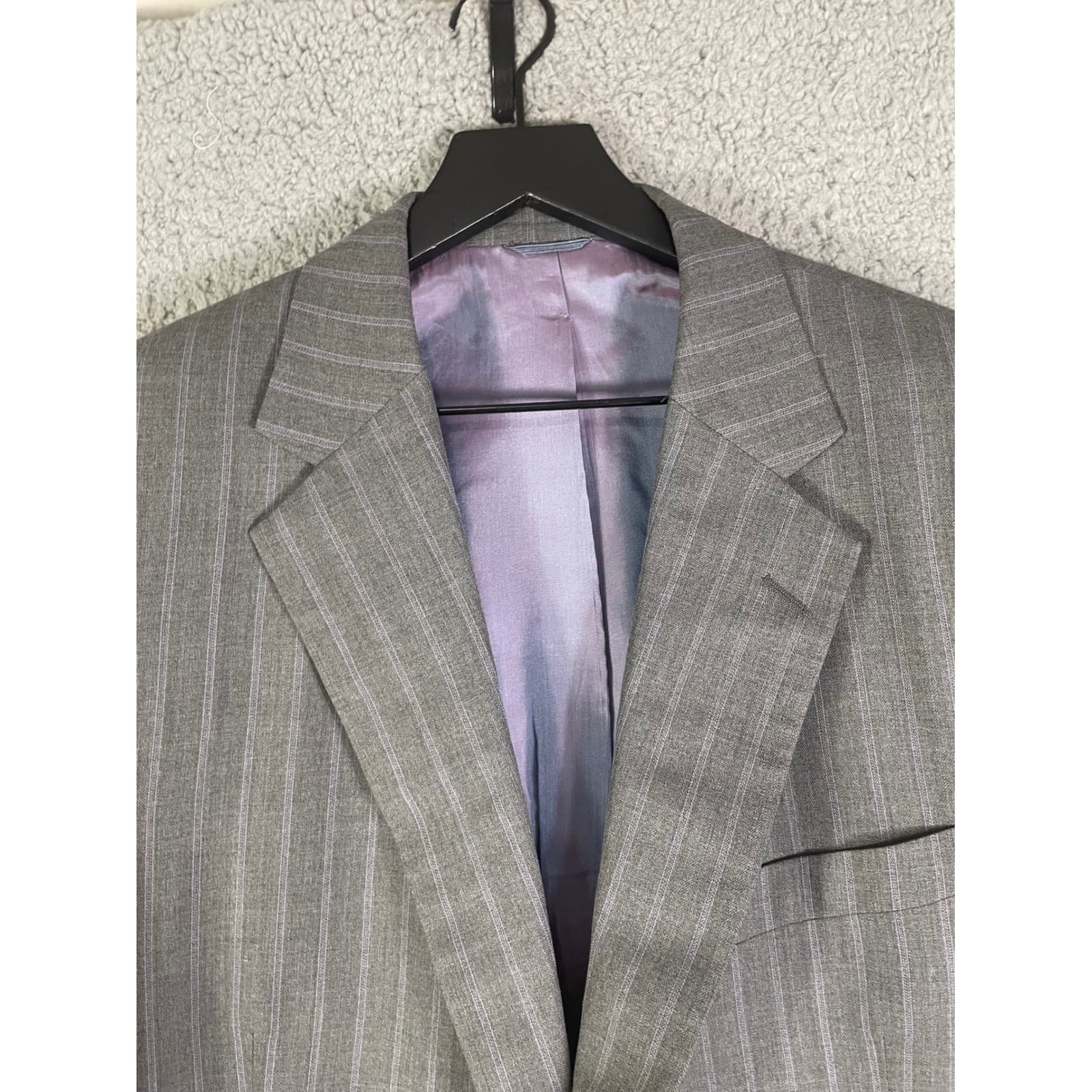 Montopoli Chicago Gray Pinstripe Two Button Suit Jacket Men 48R Blazer - Thumbnail 11