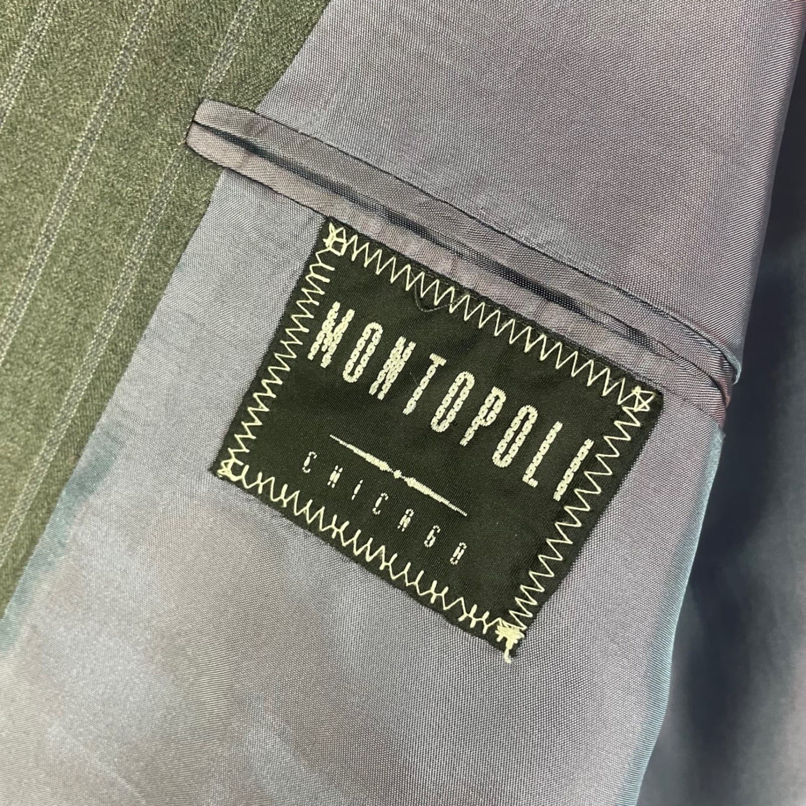 Montopoli Chicago Gray Pinstripe Two Button Suit Jacket Men 48R Blazer - Thumbnail 5