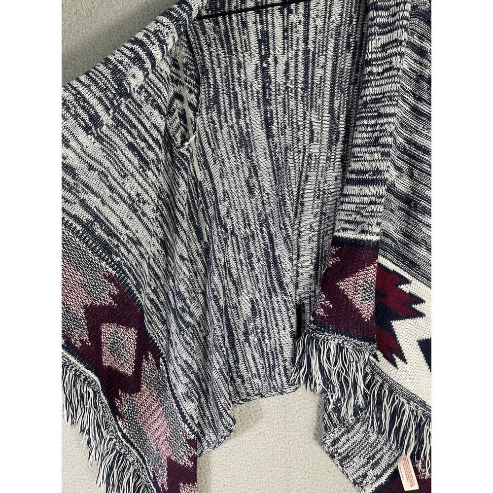 Arizona Jean Co Womens Southwestern Fringe Cardigan Sweater Small Gray Aztec - Thumbnail 6