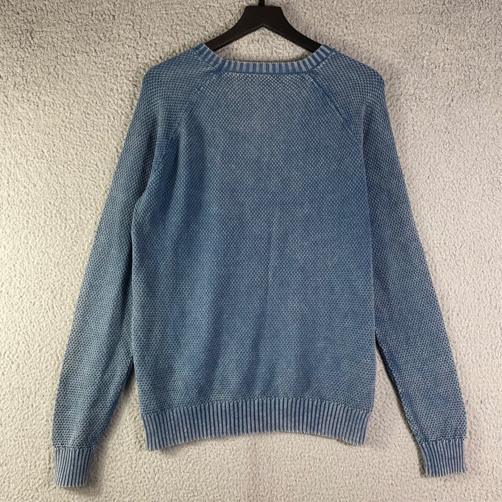 Thomas Sterling Mens Blue Textured Knit Crew Neck Sweater Size Small Cotton - Thumbnail 6