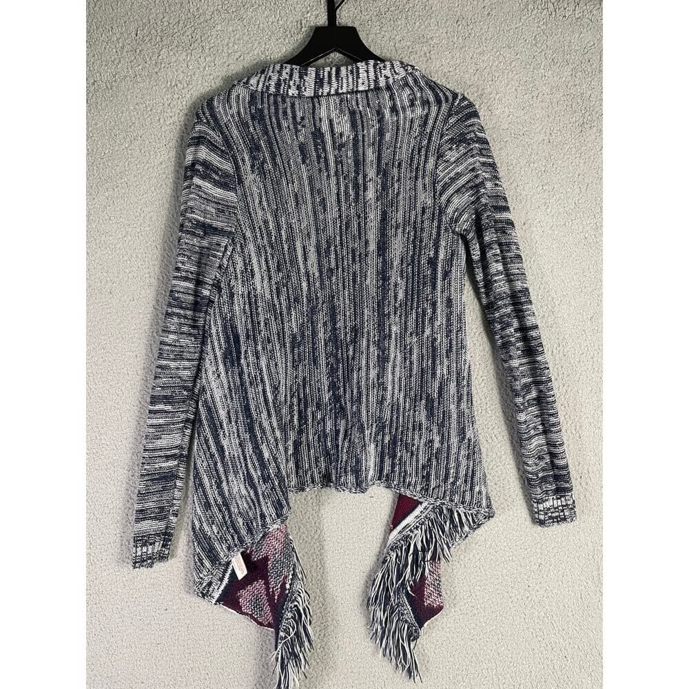 Arizona Jean Co Womens Southwestern Fringe Cardigan Sweater Small Gray Aztec - Thumbnail 2