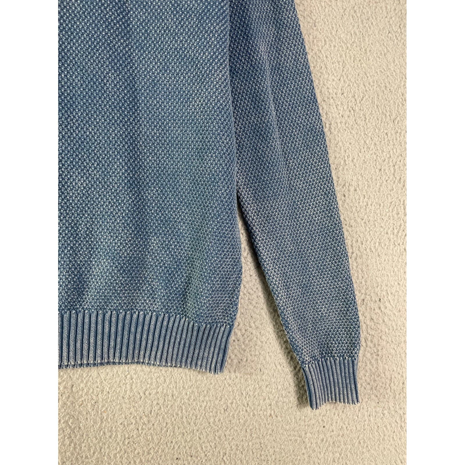 Thomas Sterling Mens Blue Textured Knit Crew Neck Sweater Size Small Cotton - Thumbnail 9