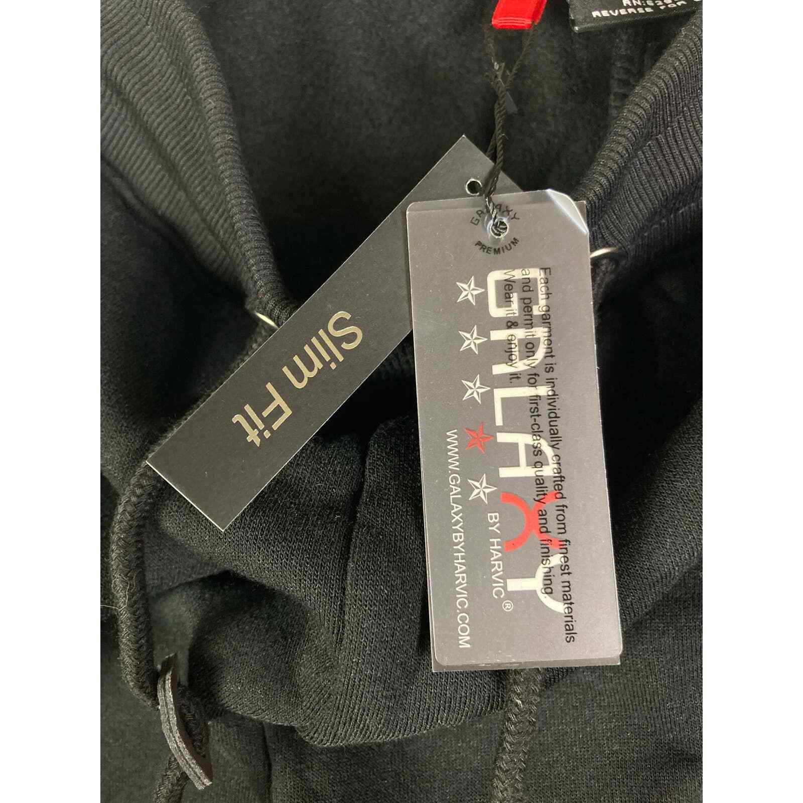 Sweatpants Mens New Fleece Jogger Pants Athletic Joggers Black Galaxy Size Large - Thumbnail 3