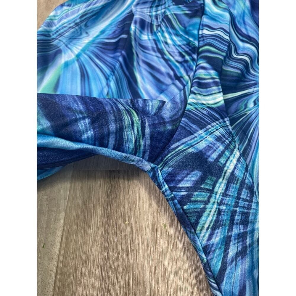 Cicci USA Blue Swirl Lounge Pants Womens Medium Elastic Waist Wide Leg Pants - Thumbnail 6