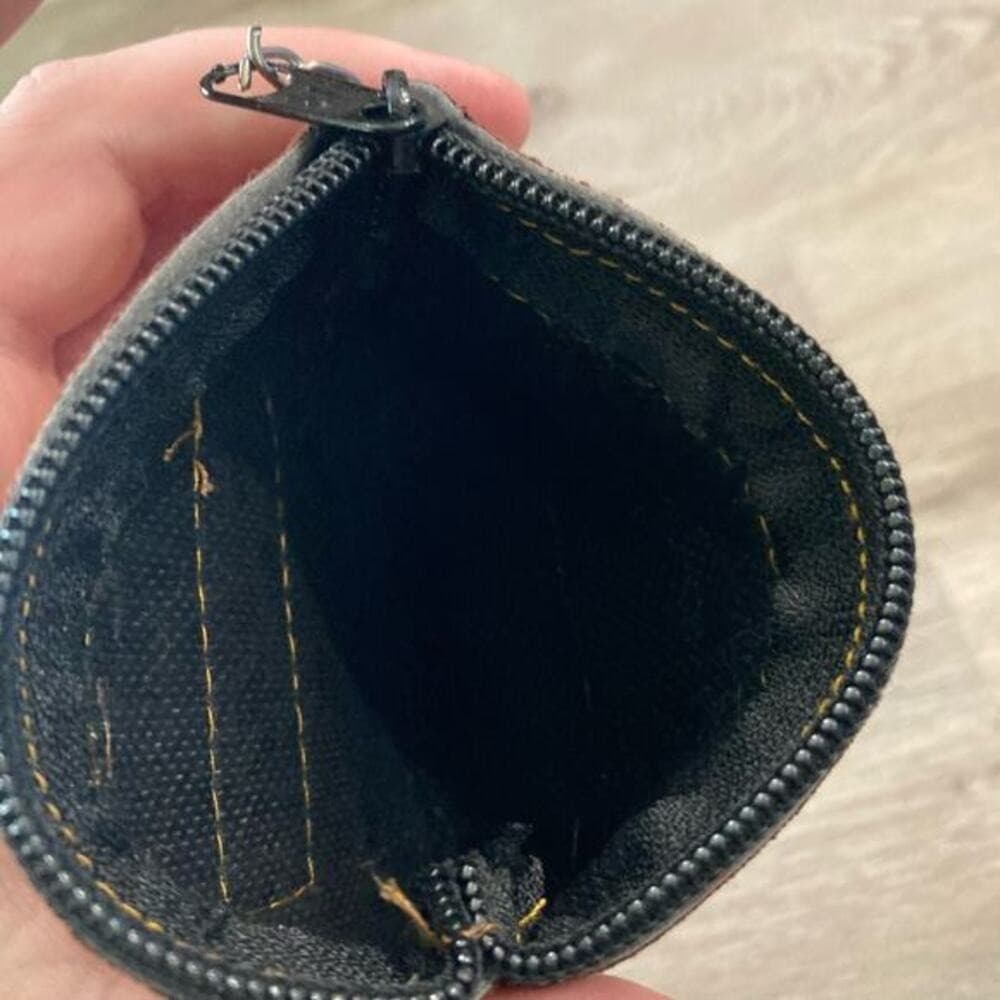Handmade Guatemalan Leather Cotton Coin Purse Keychain Zipper Pouch Stripe - Thumbnail 9