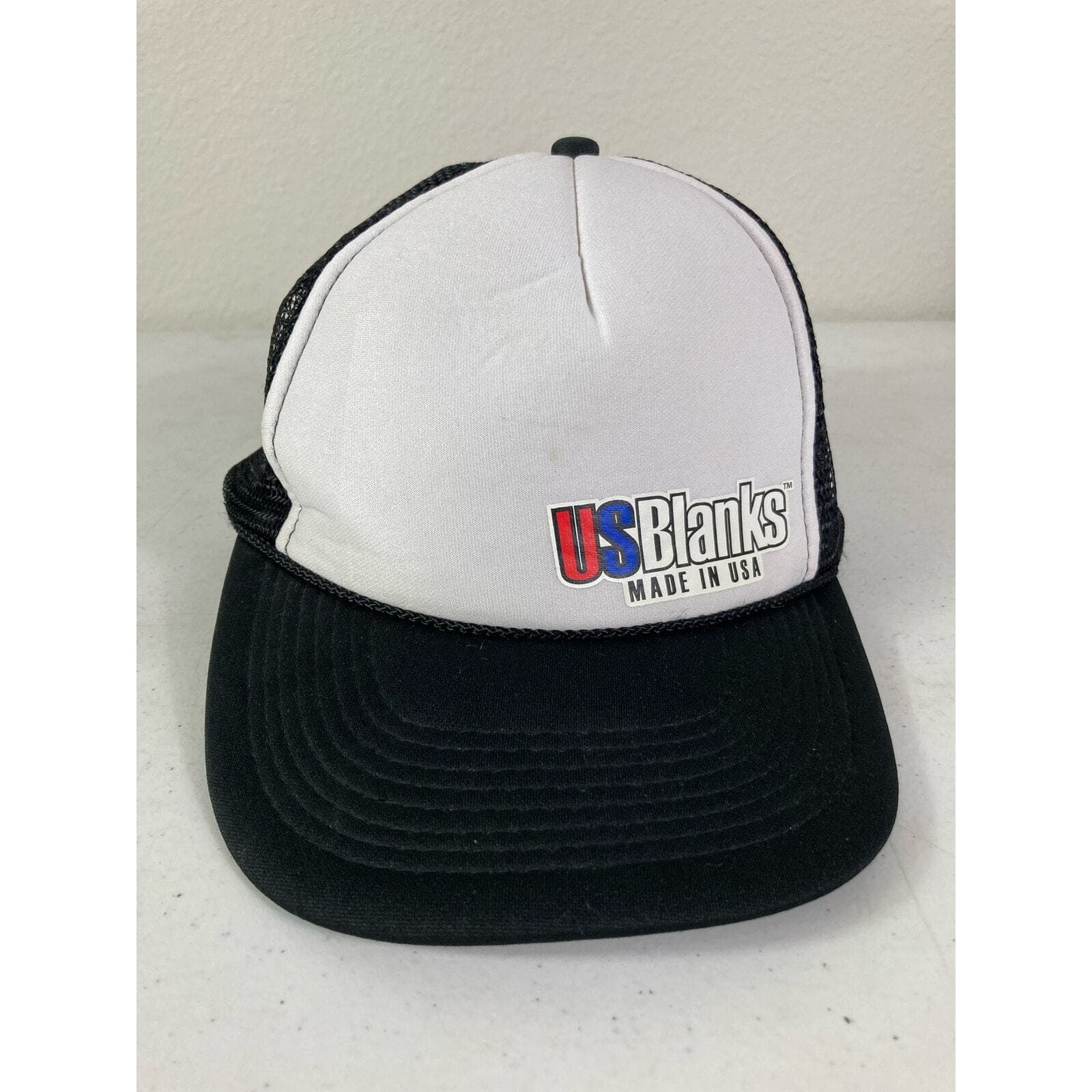 Vintage Otto USBlanks Trucker Hat Snapback Mesh Cap Black White Made in USA 90s - Thumbnail 4