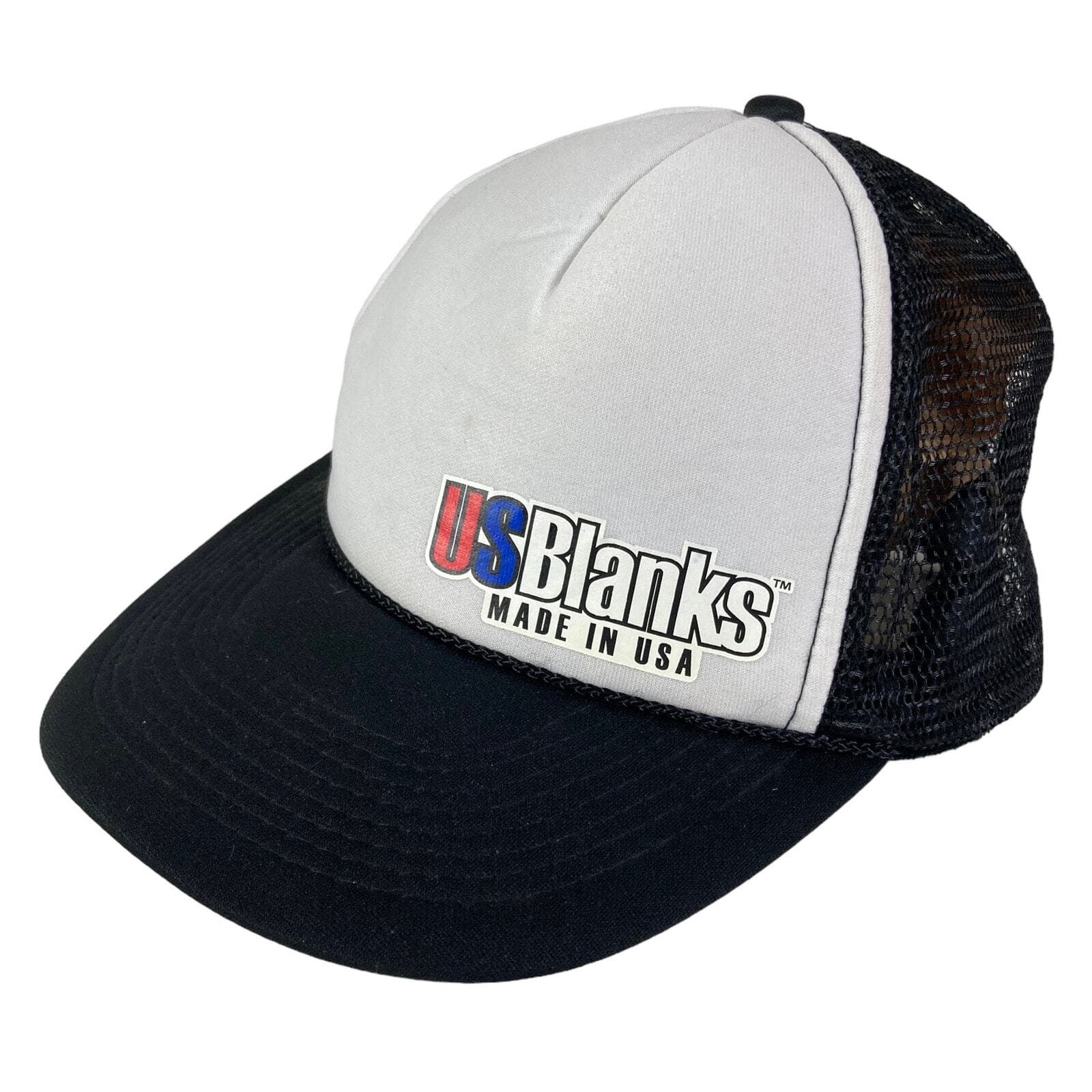 Vintage Otto USBlanks Trucker Hat Snapback Mesh Cap Black White Made in USA 90s - Thumbnail 2